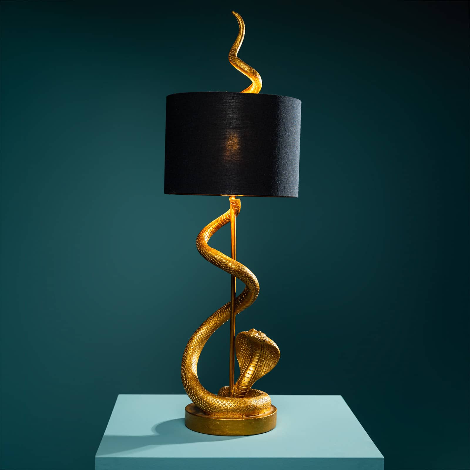 Lampe de table serpent Kaara, or/noir