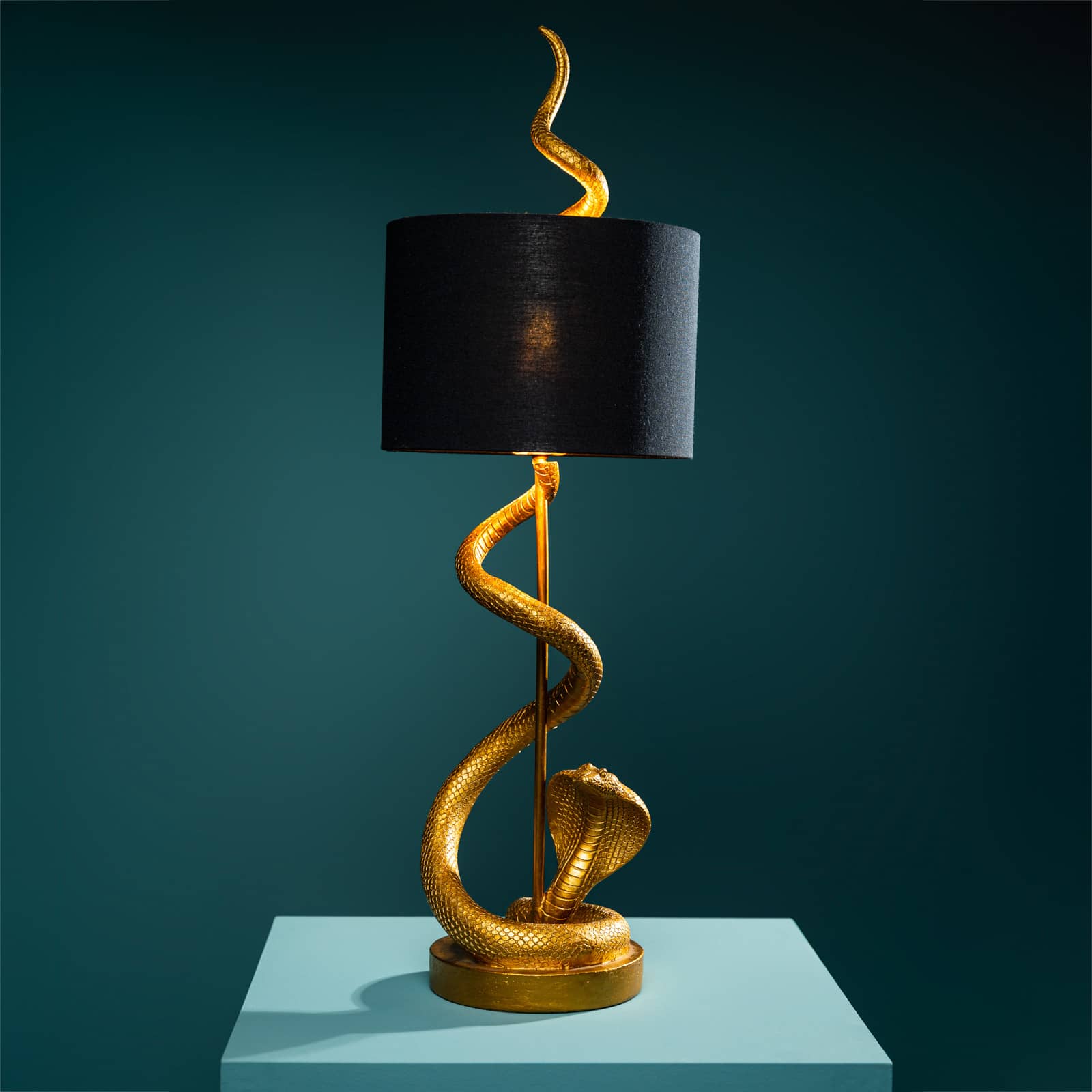 Lampada da tavolo serpente Kaara, oro/nero