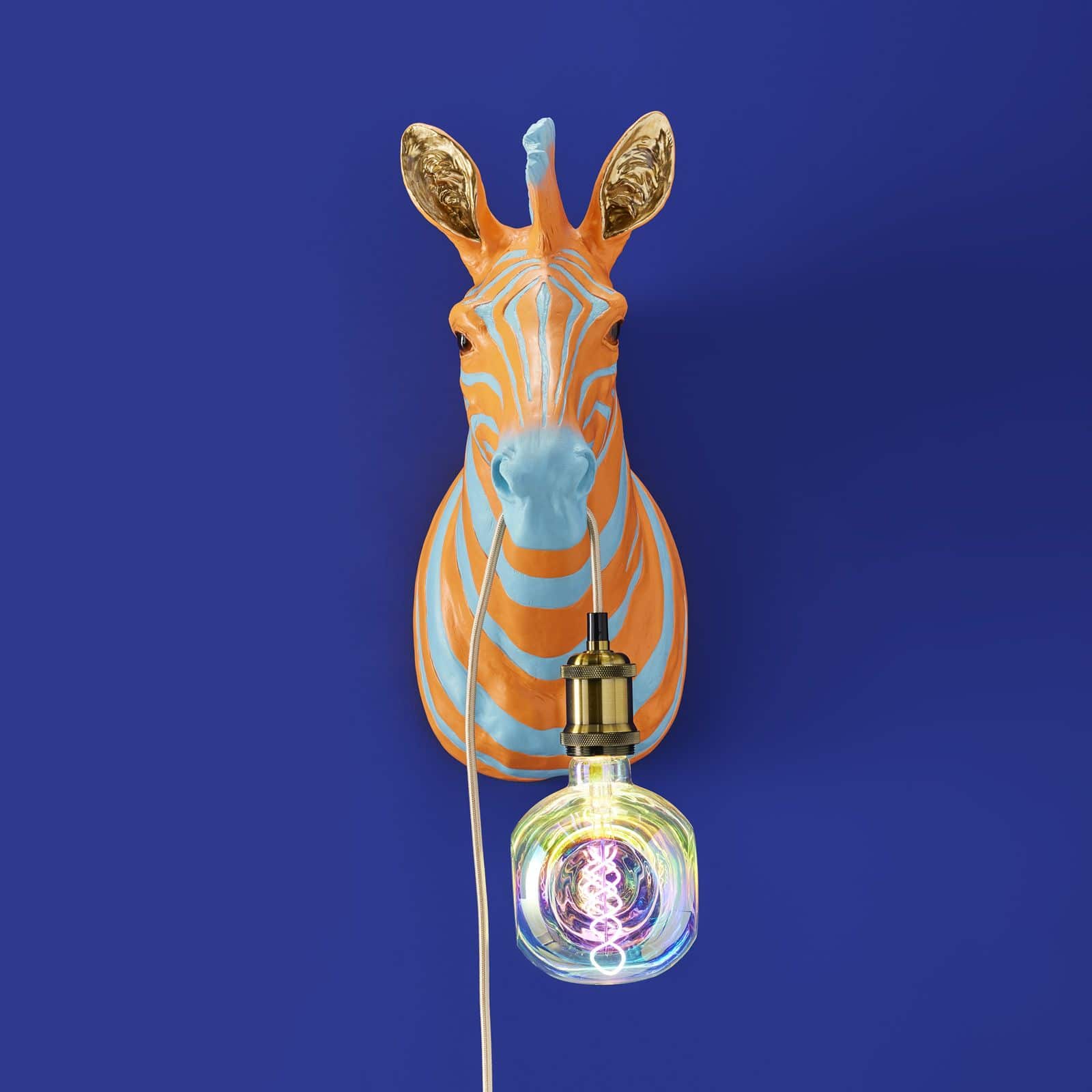 Zebra Zora wall lamp, blue-orange