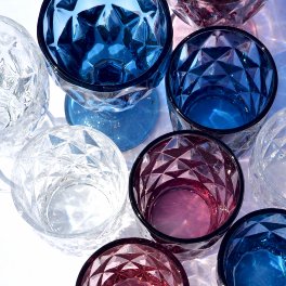 4er-Set Weinglas, blau, Glas, 9 x 17 cm