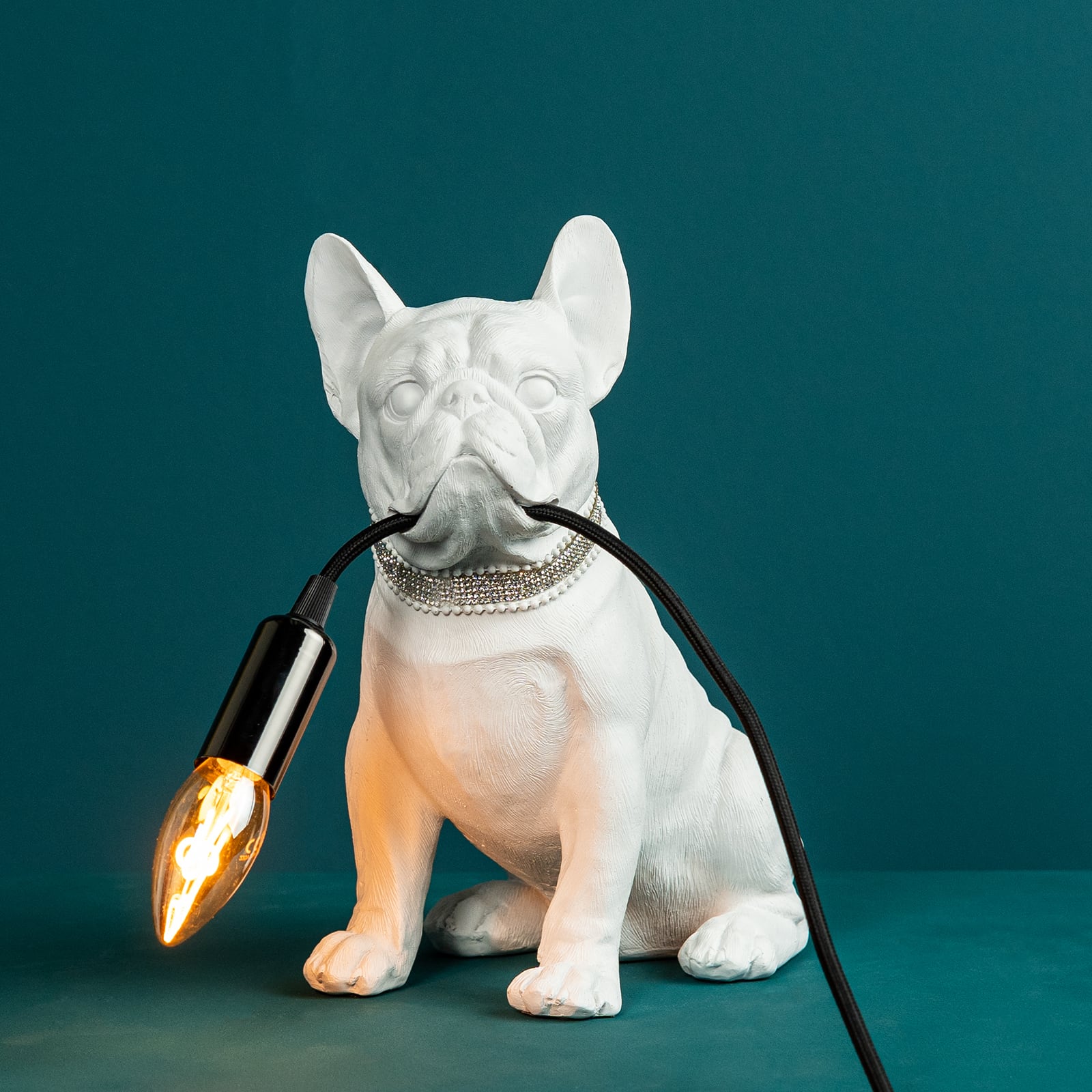 Lampe de table chien Francis, blanc