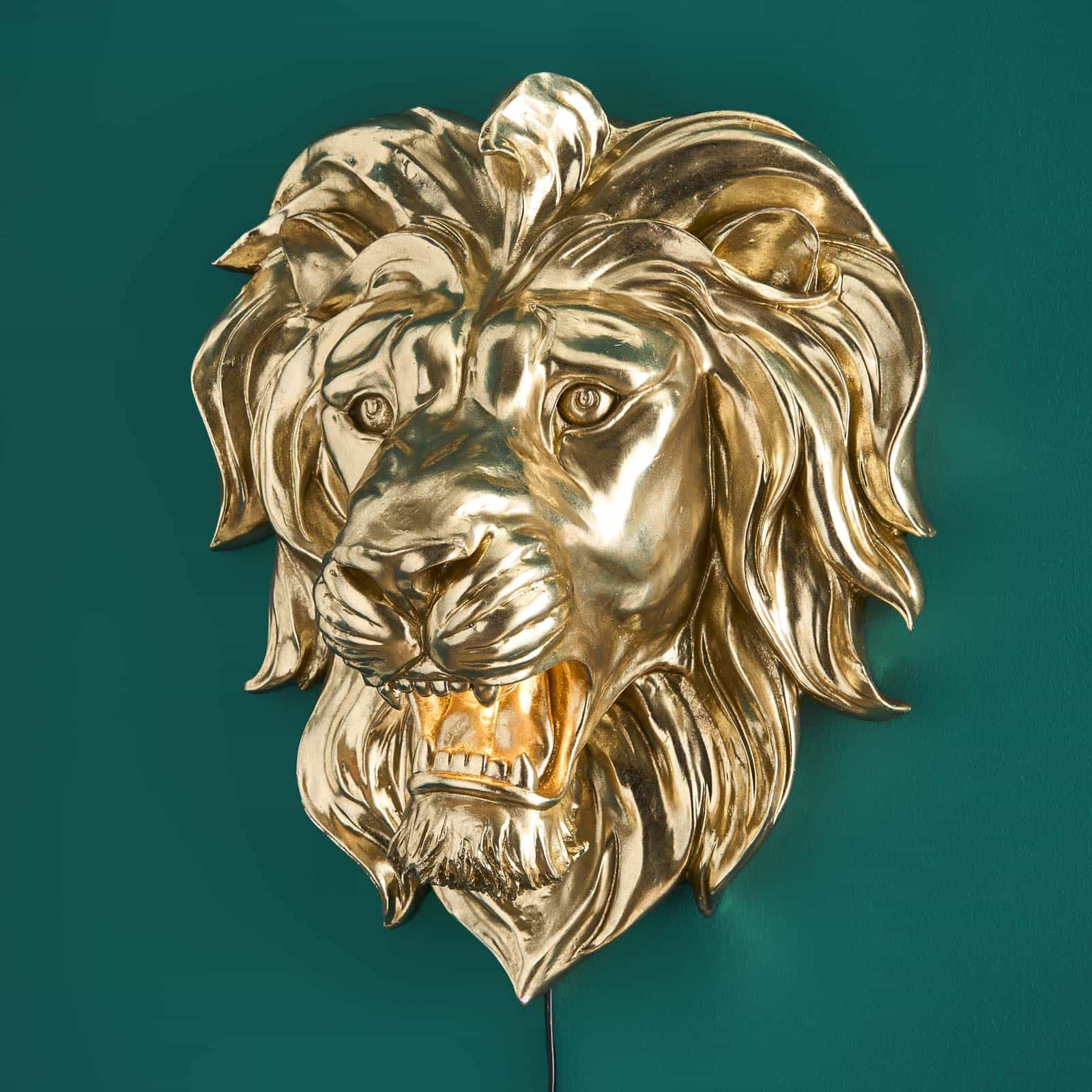 Wandlamp leeuw King Lion, goud 