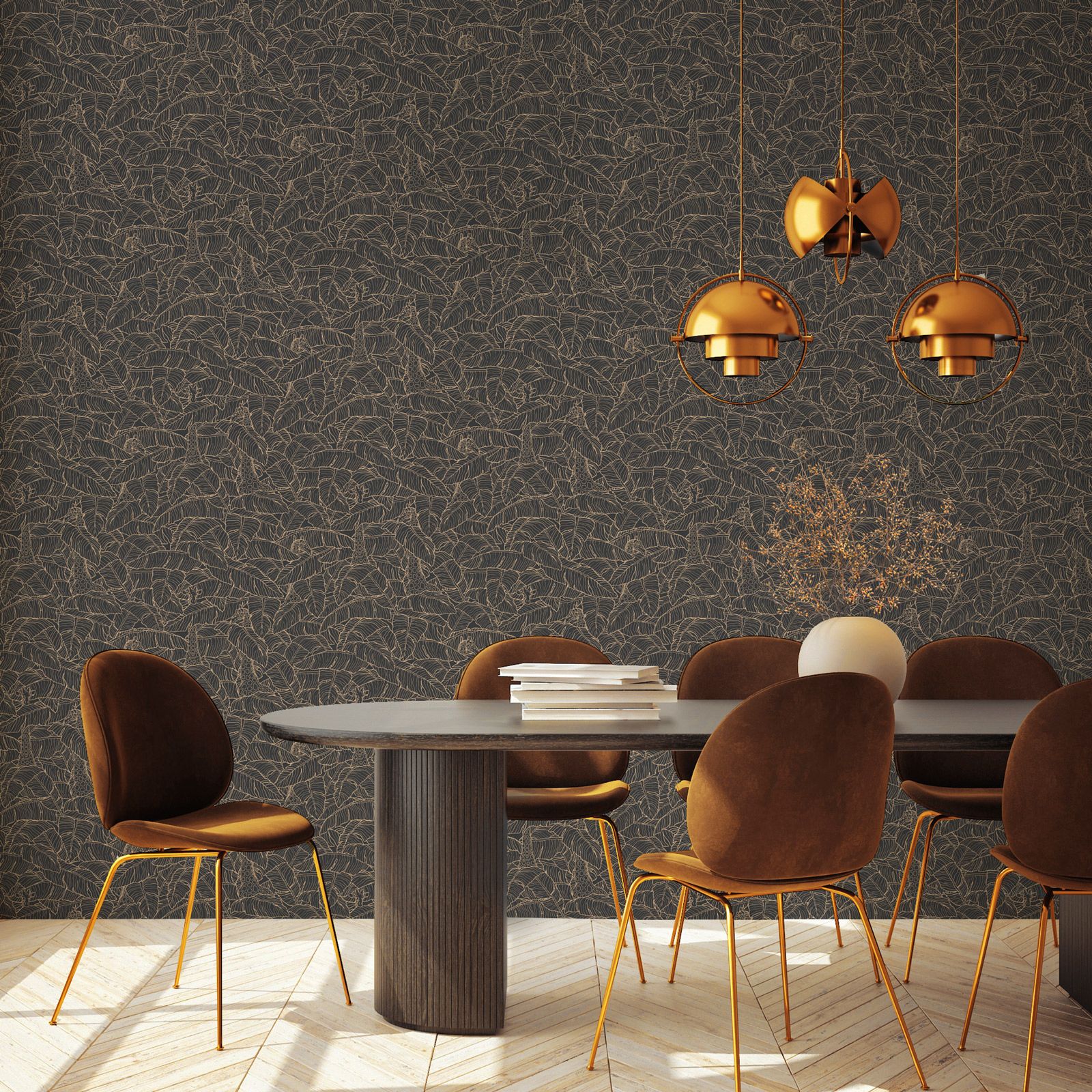 wallpaper giraffe Gigi, grey, non-woven wallpaper, made & designed in Germany 150 g/sqm, 0.53x10.05 m