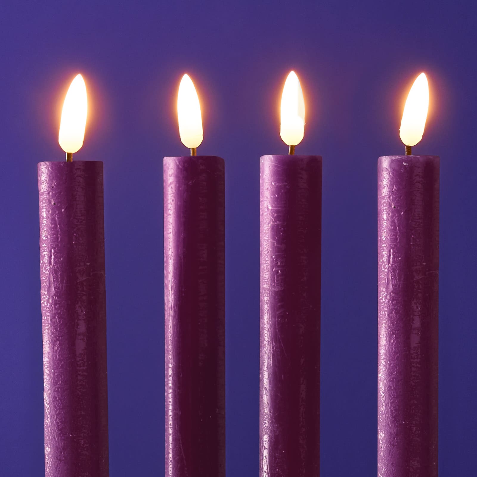 Set of 4 LED stick candles, purple