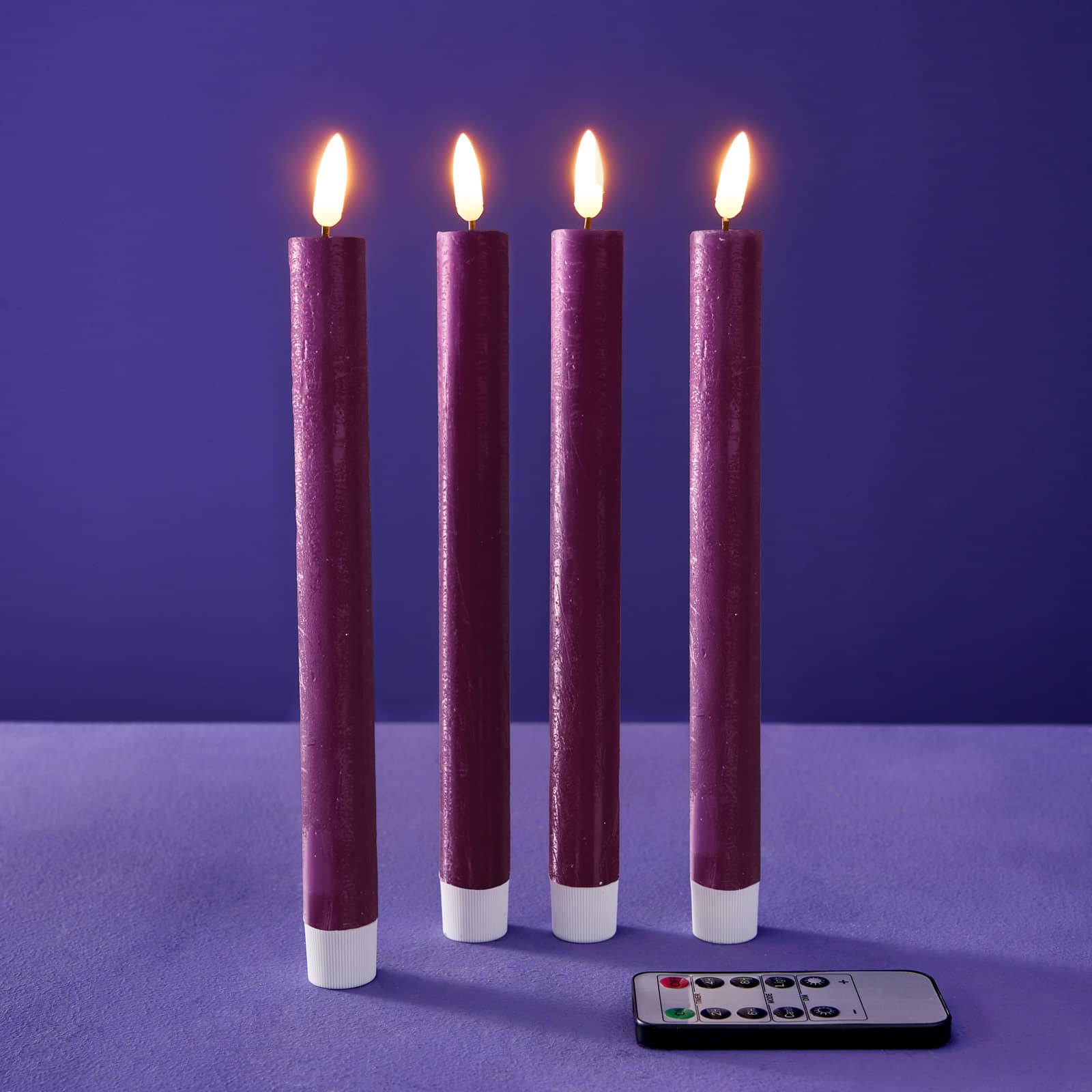 Set of 4 LED stick candles, purple