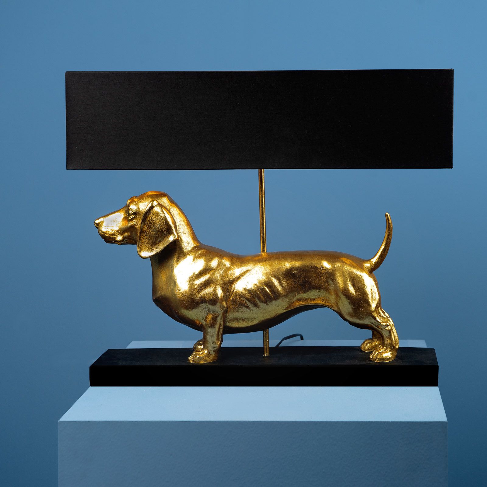 Bordslampa tax / hund Vienna, svart/guld