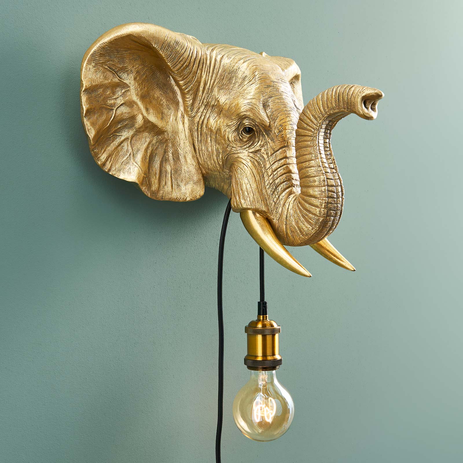 Vägglampa elephant Jumbo, guld