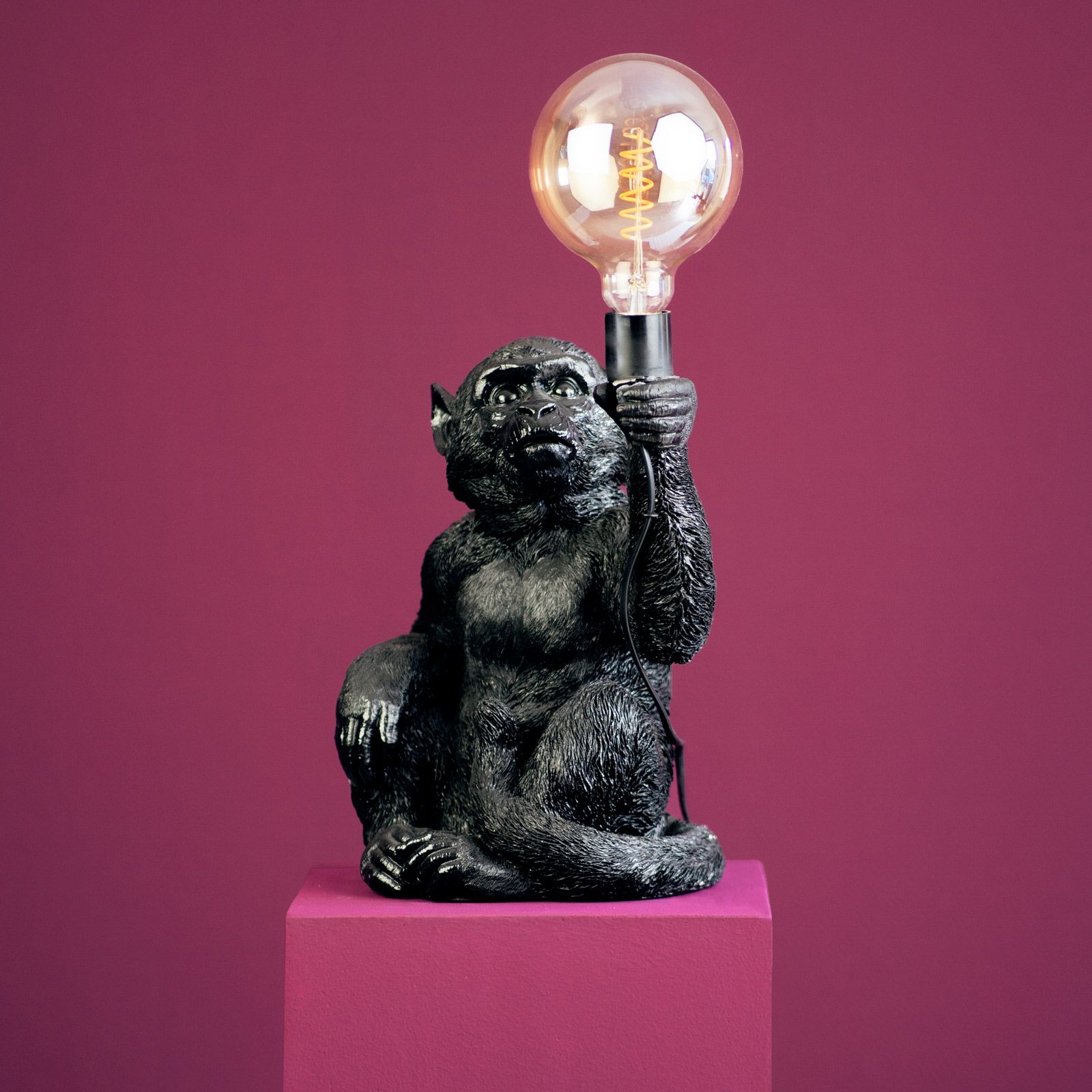 Table lamp monkey Abu, black