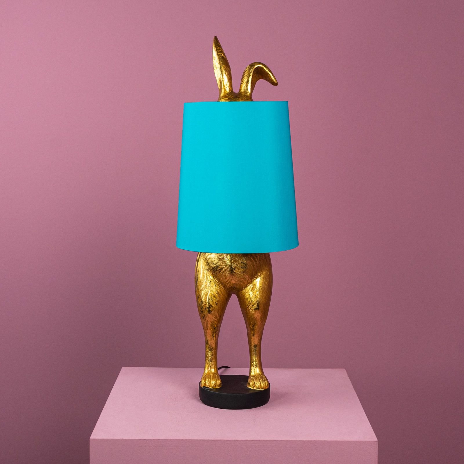 Lampada da tavolo coniglio Hiding Bunny®, oro/turchese