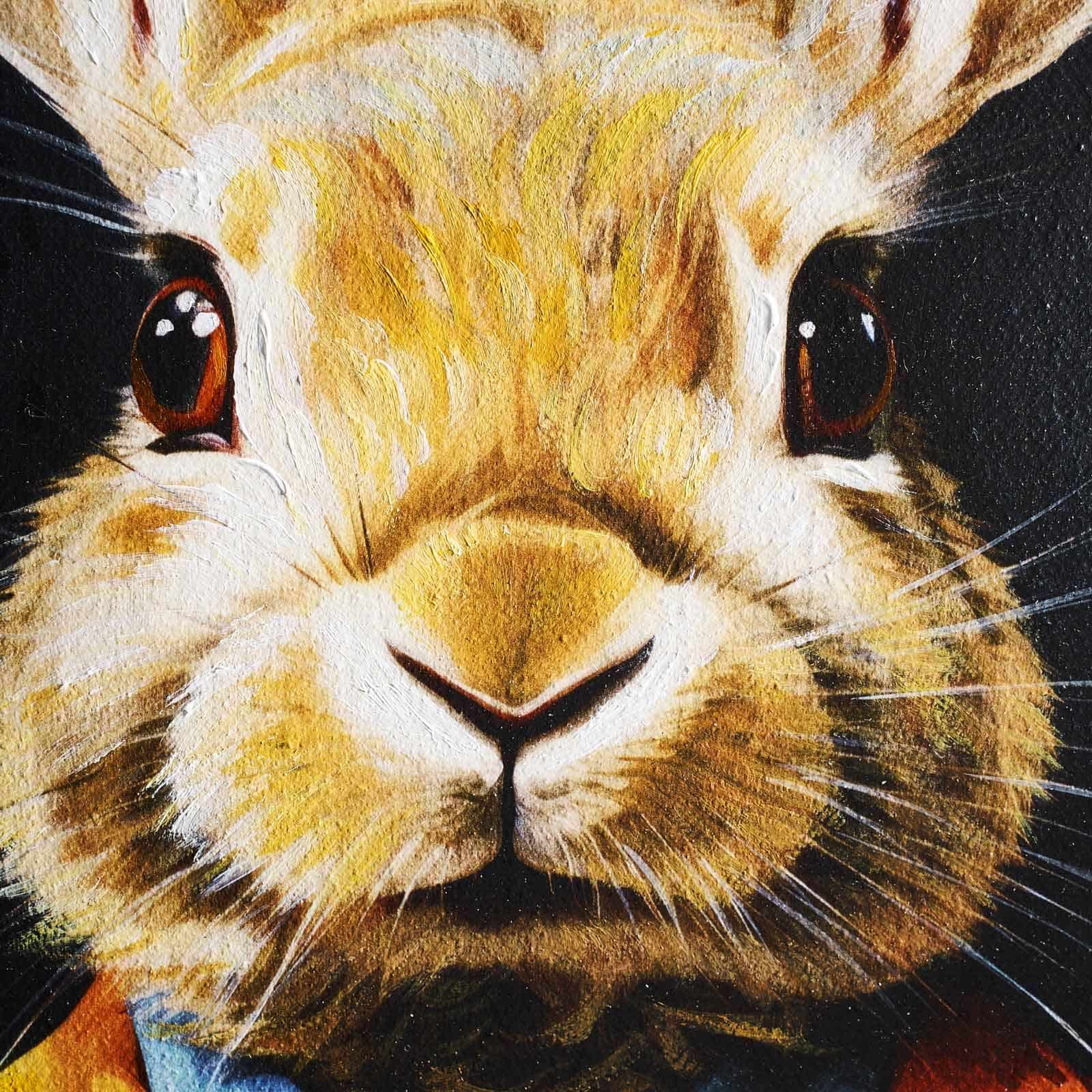 Gemälde Business Rabbit m. Hasenmotiv, handgemalt, gelb-blau