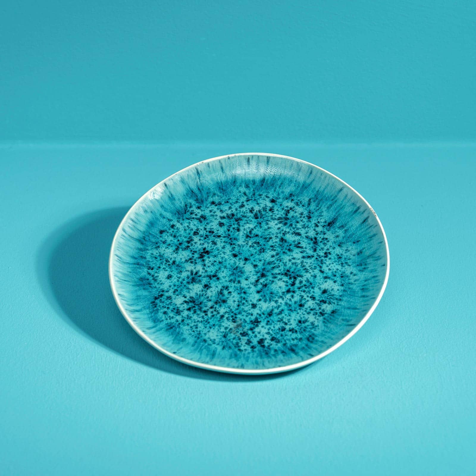 Set van 6 dessertbordjes Aquamarin, wit/turquoise, aardewerk, D. 20,5 cm