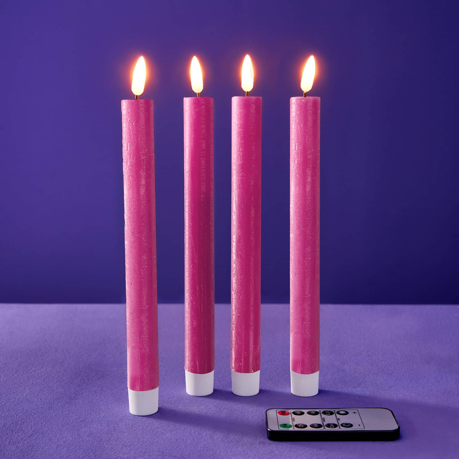 Set of 4 LED stick candles, pink