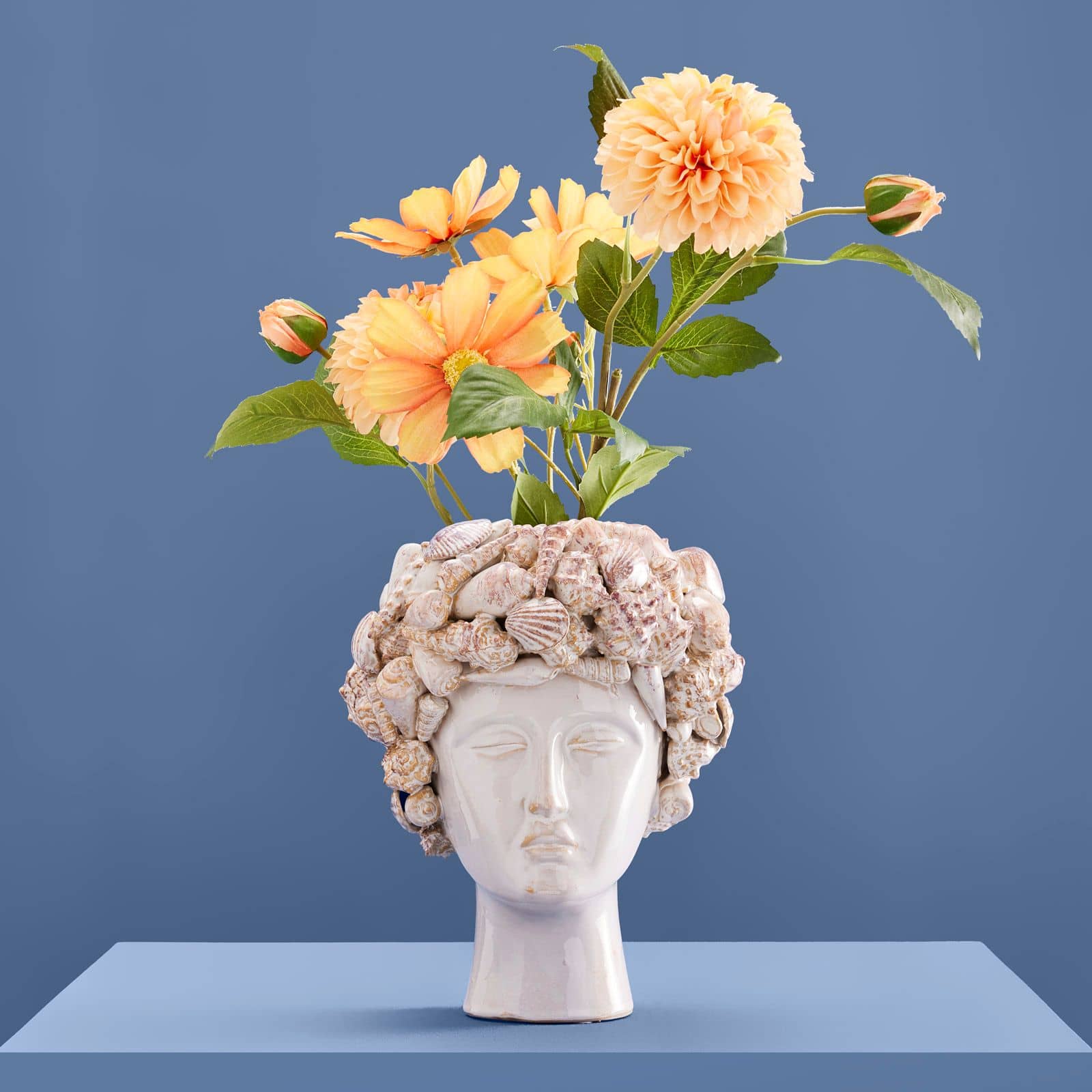 Vase Madame Moules S, Frau m. Muscheln , weiß-beige-naturfarben