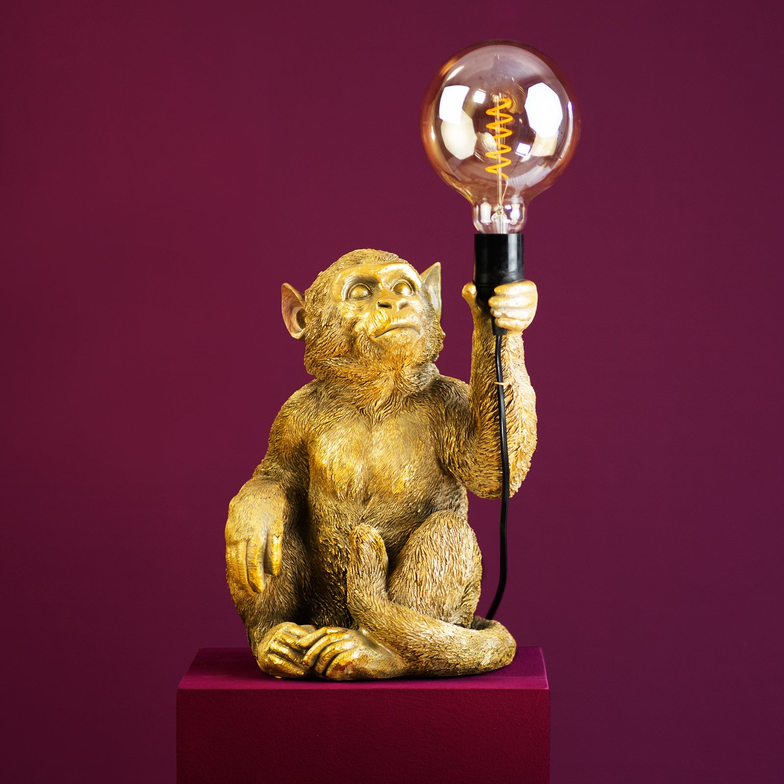 Table lamp monkey Abu, gold