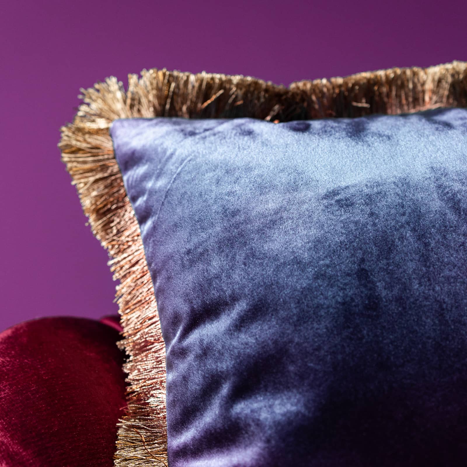 Samtkissen Velvet Cushion, blau, Polyester, 45x45cm