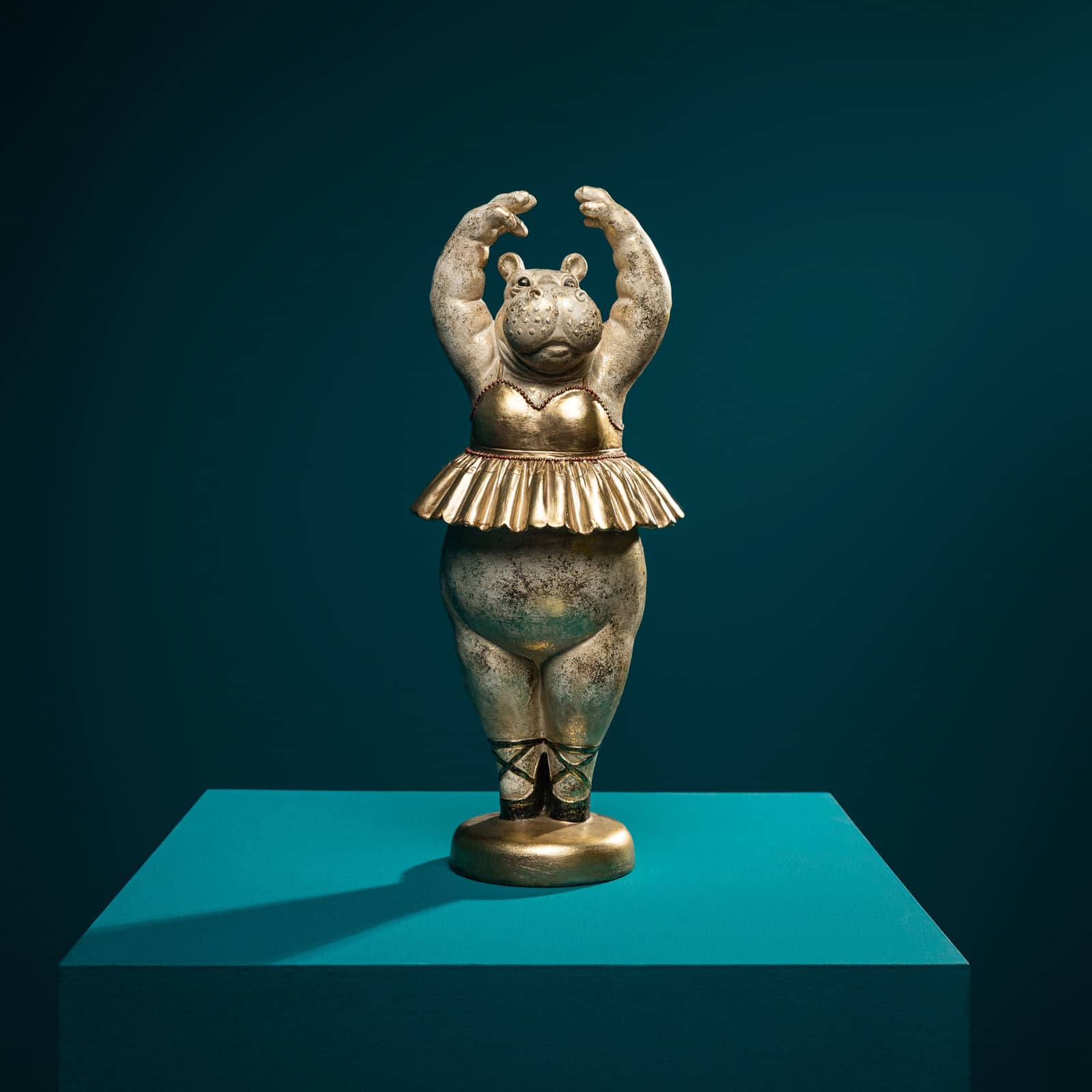 Deko Figur Nilpferd, Hippo Ballerina, gold