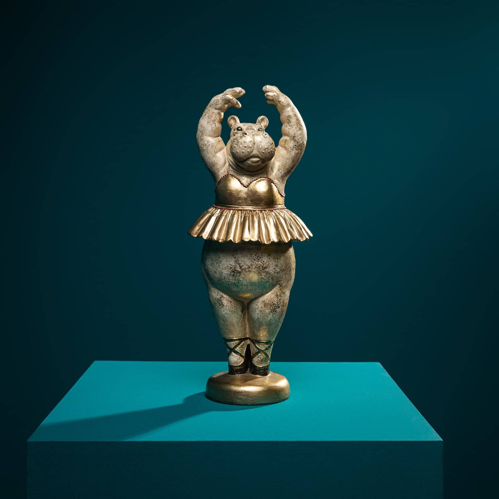 Decoratiefiguur Hippo Ballerina, goud