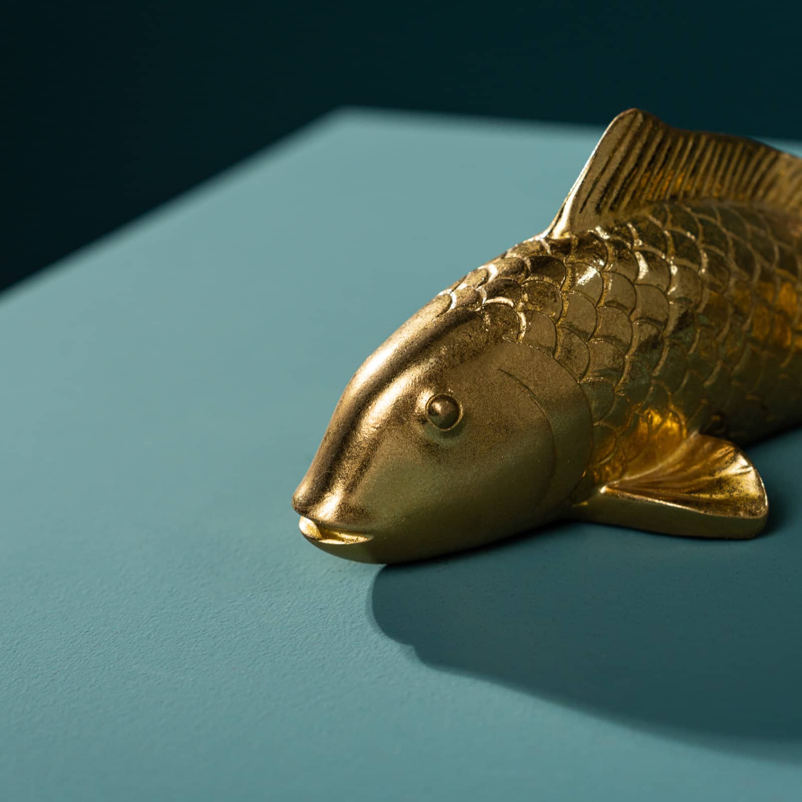 Pesce decorativo, oro, poliresina, 24x9,5x9,5 cm