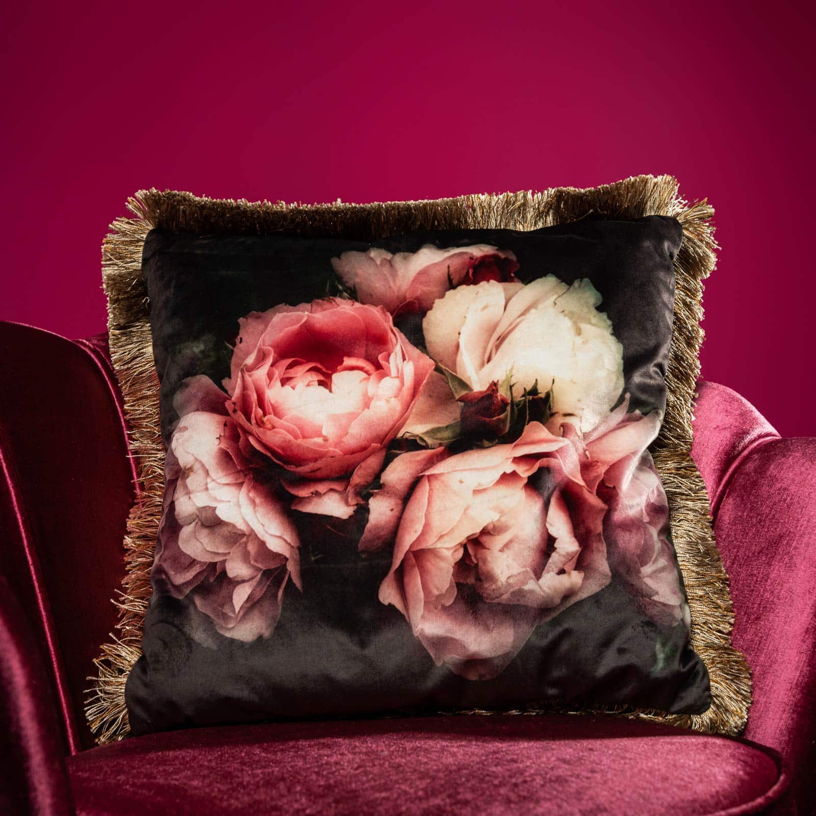 Coussin en velours fleurs Dutch Flowers