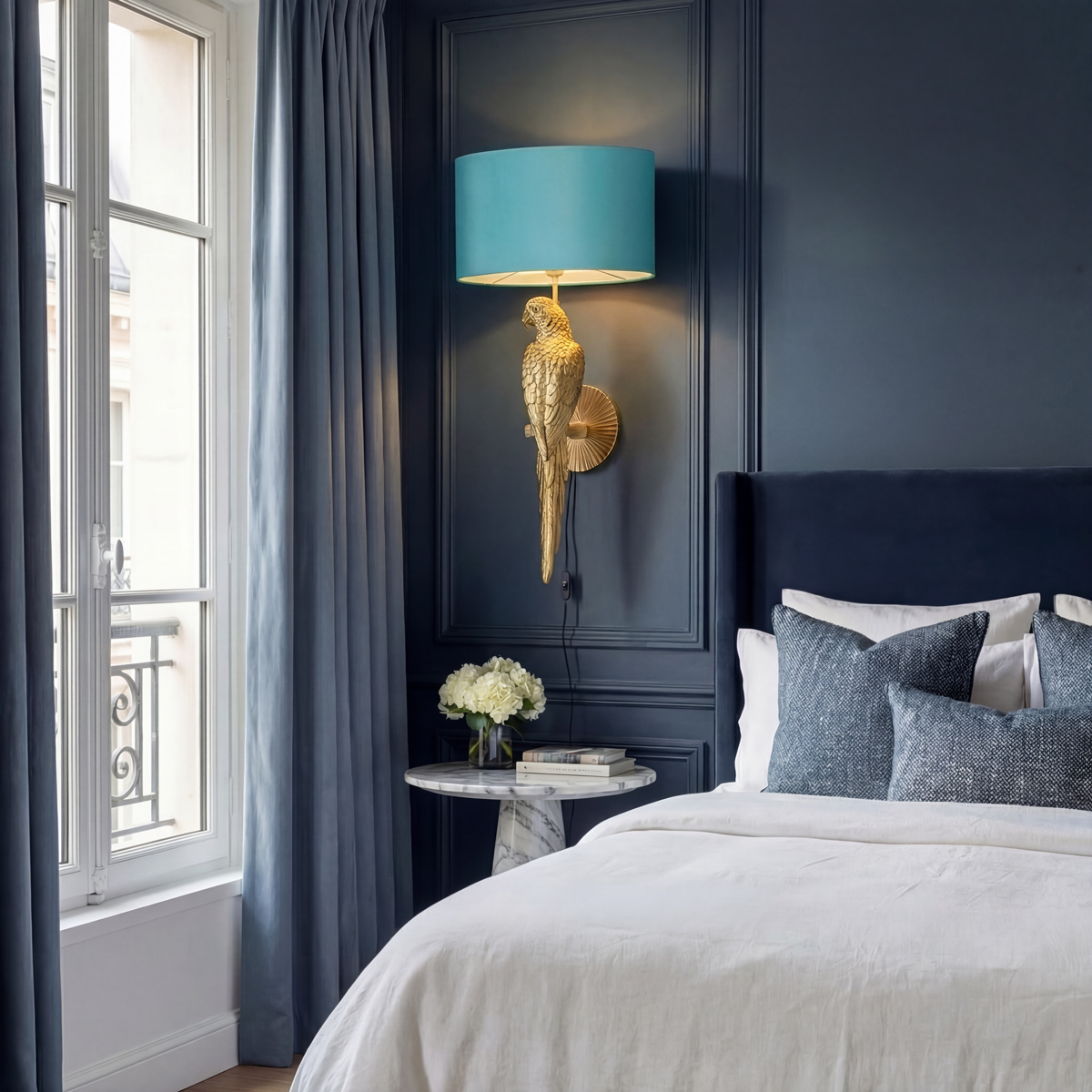 Kinkiet papuga Percy lewy, złoty-turkusowy