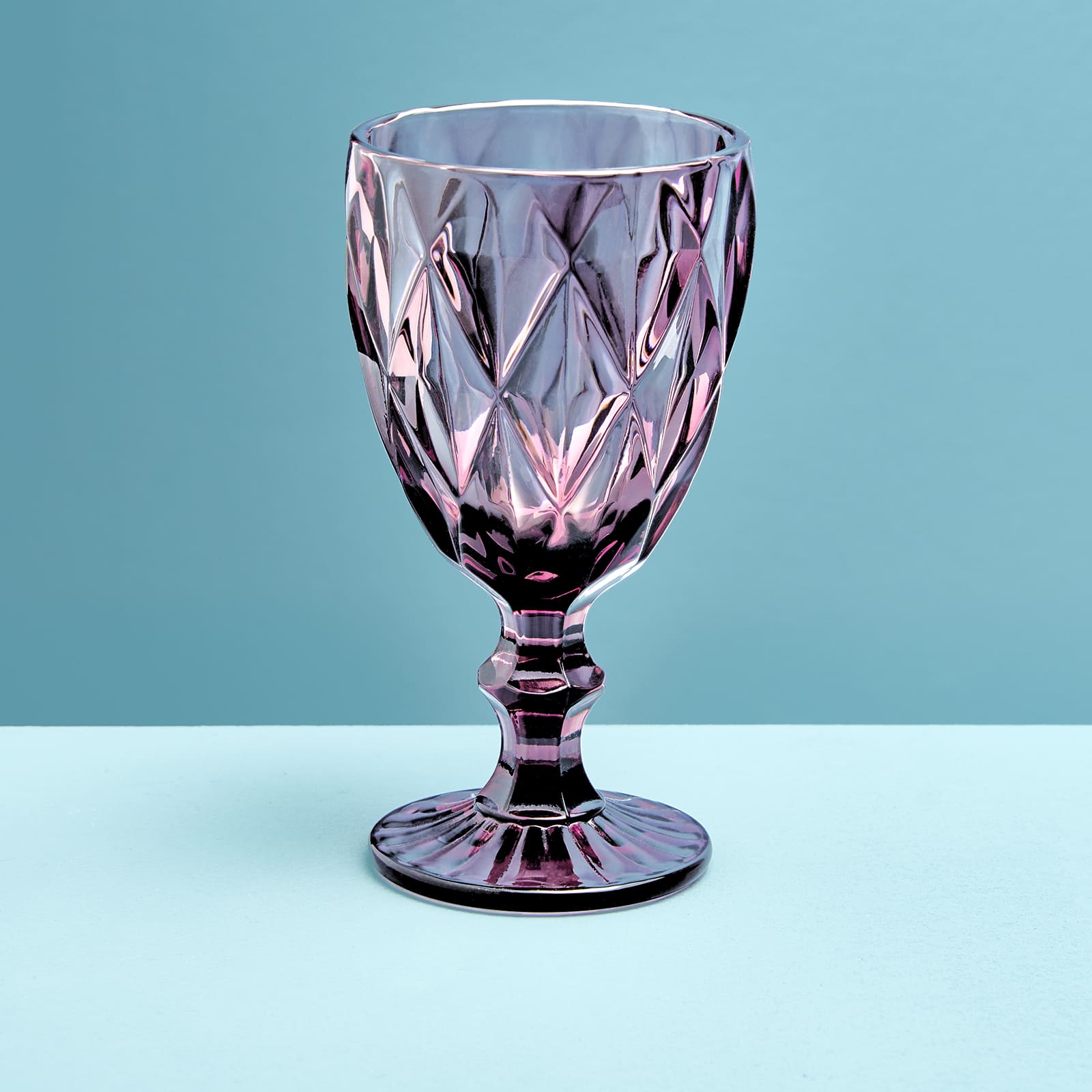 Set de 4 verre de vin, violet, verre, 9 x 17 cm