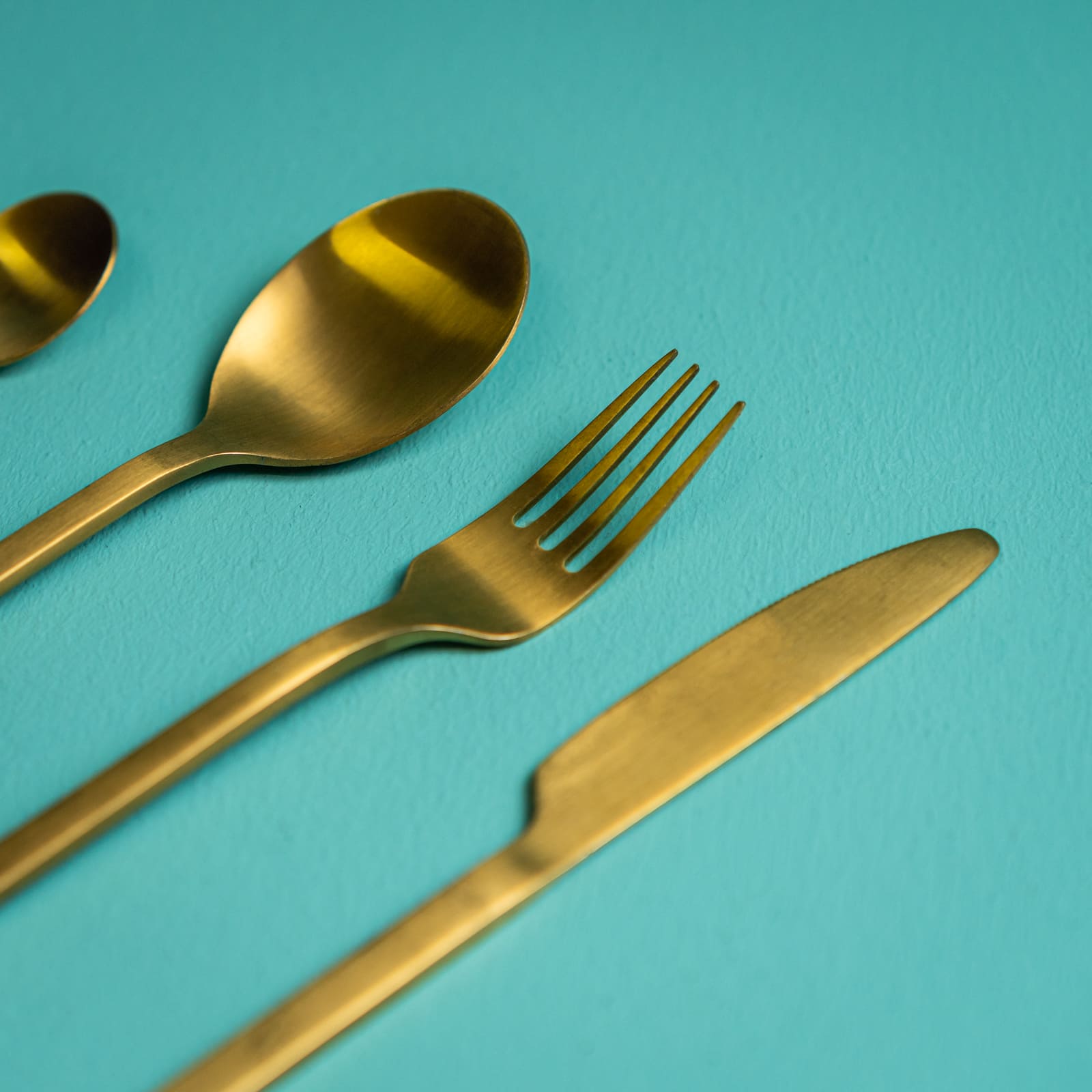 4-teilig Besteck Set, gold, Golden Cutlery 