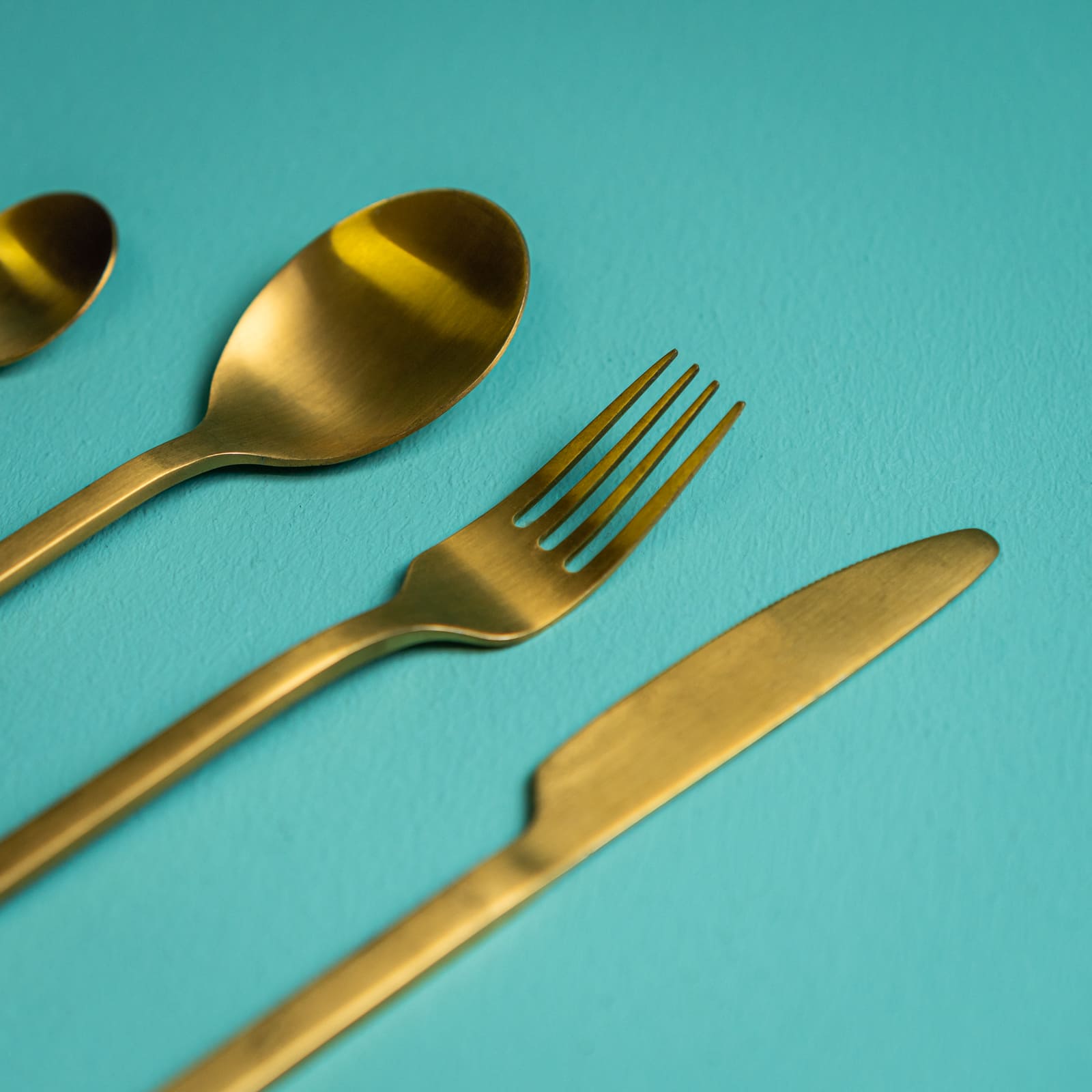 Set van 4 bestek Golden Cutlery mat goud, RVS 18/10