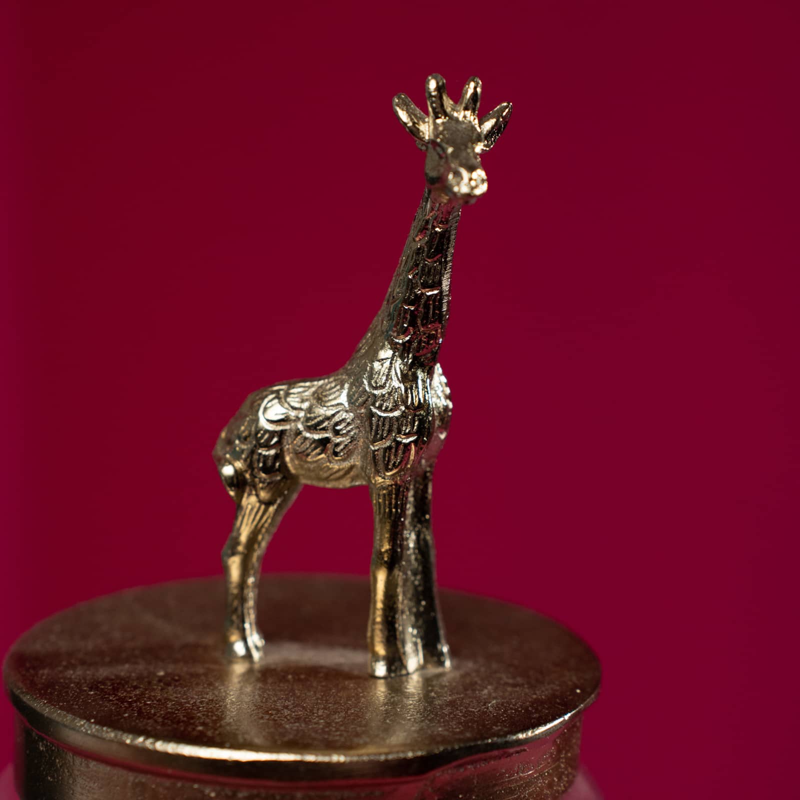 Pot déco Girafe, or clair, verre/aluminium, 12x12x26 cm