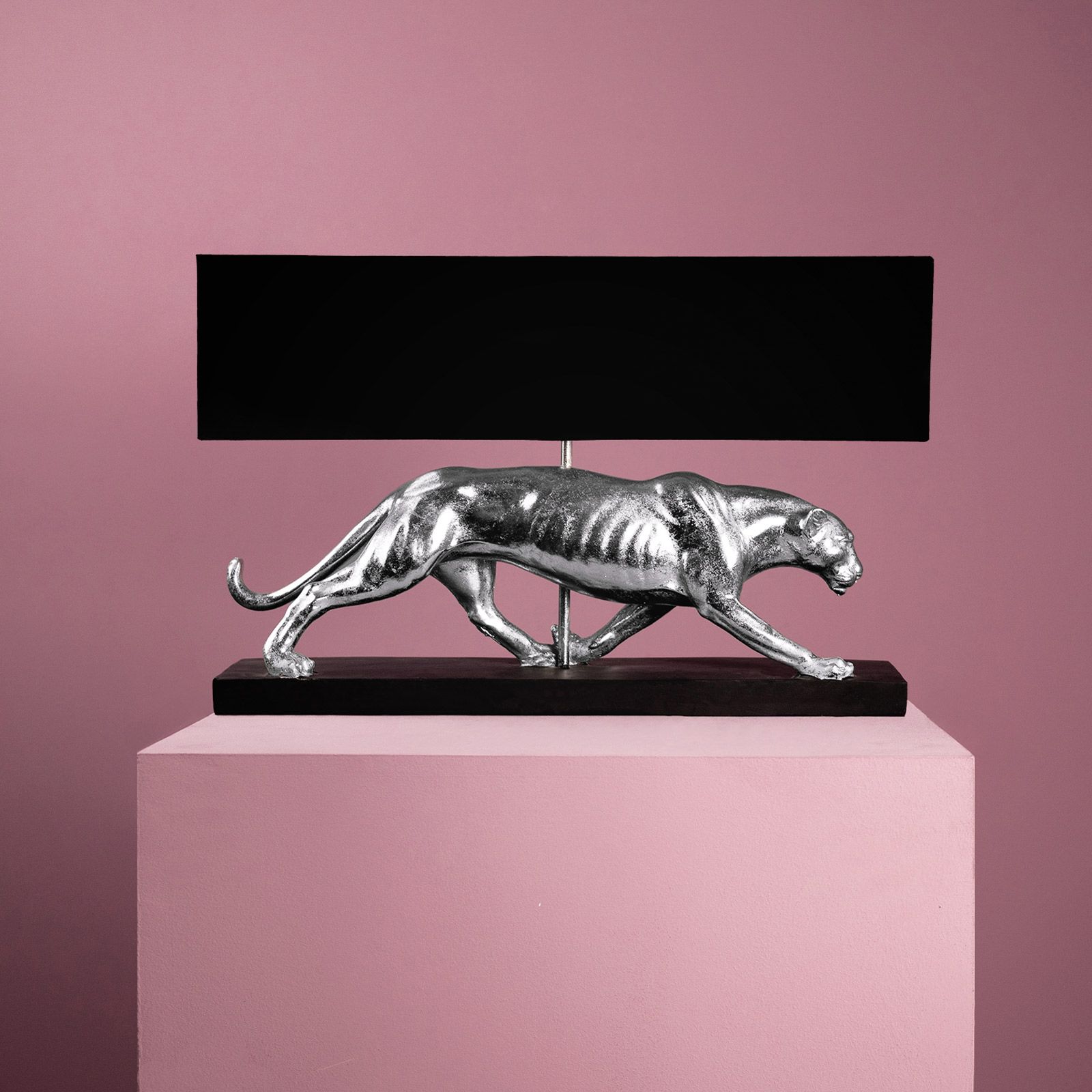 Table lamp panther Baghiro, silver/black