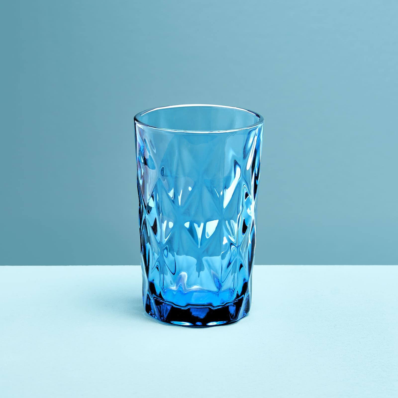 Set of 4 long drink glass, blue, glass, 8x13 cm