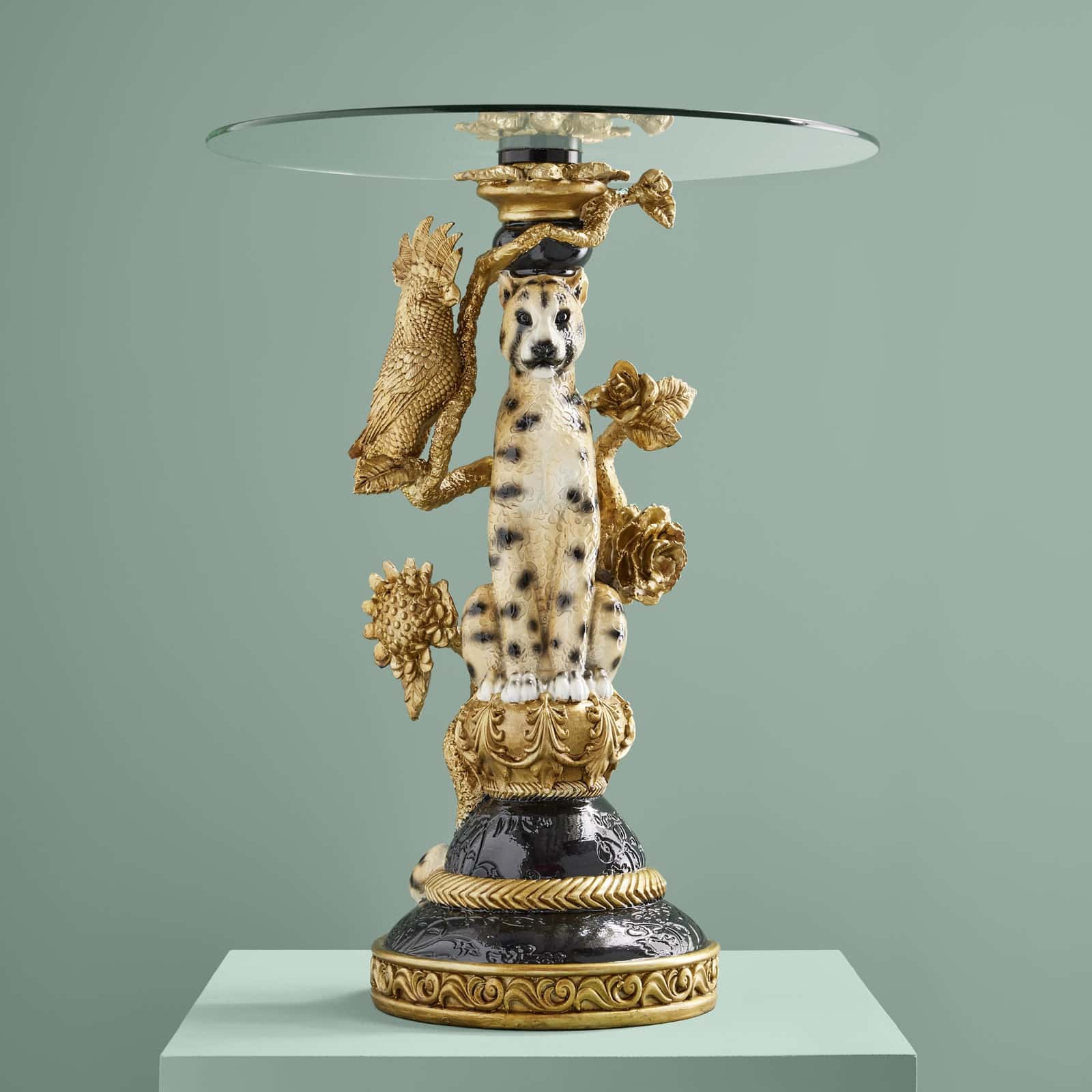 Stolik boczny w panterkę, wielokolorowy