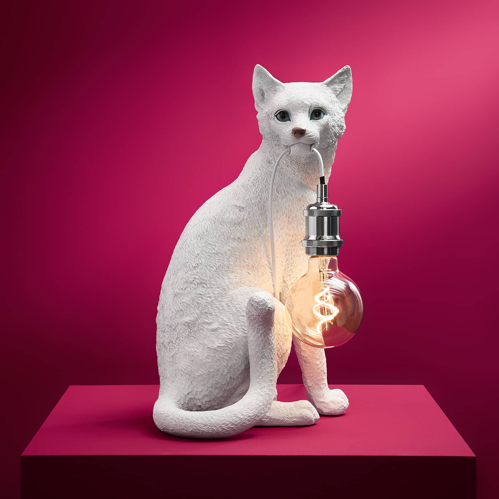 Table lamp cat Chouchou, white