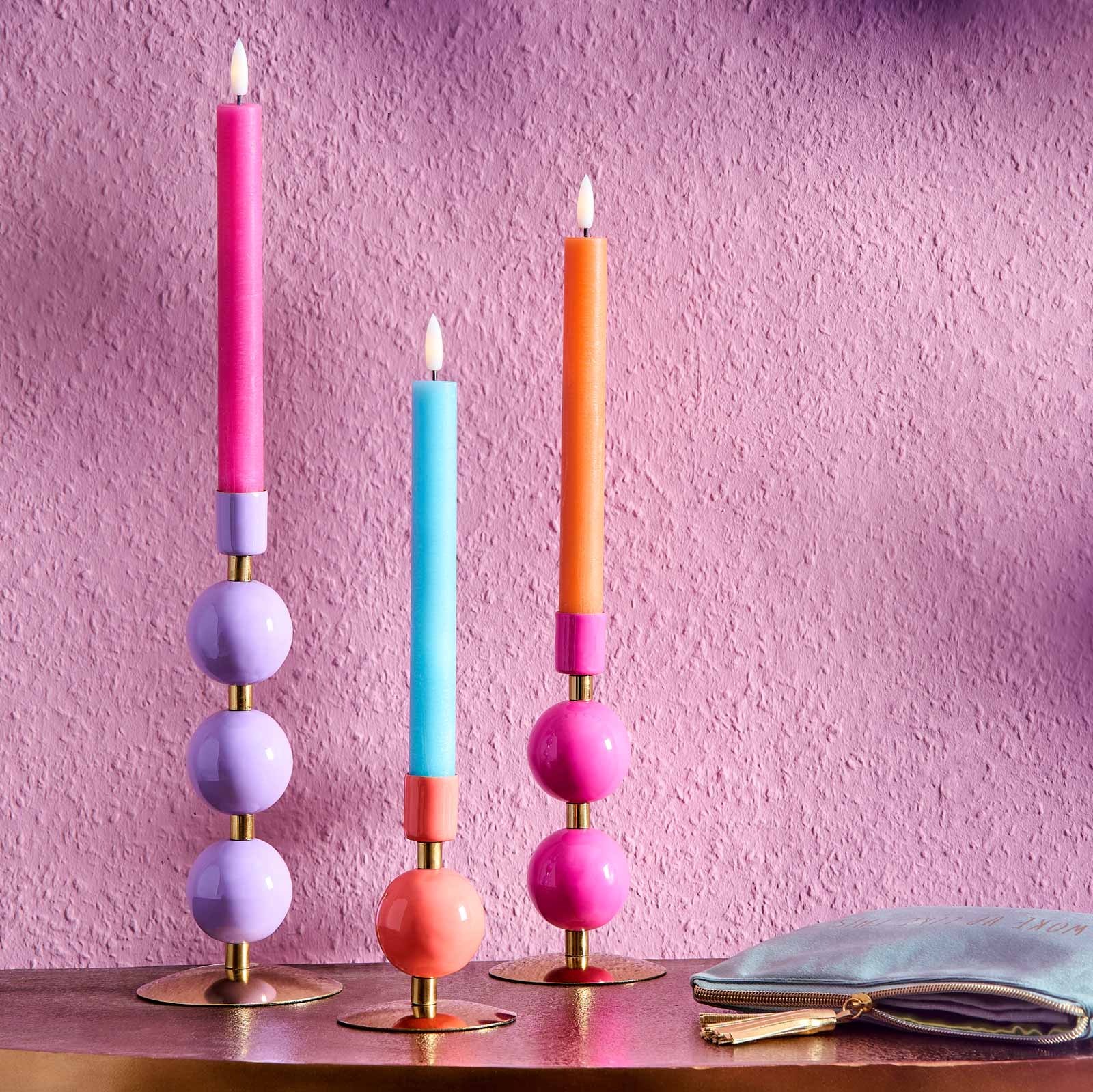 Candlestick Globe, pink-gold, geometric, spherical