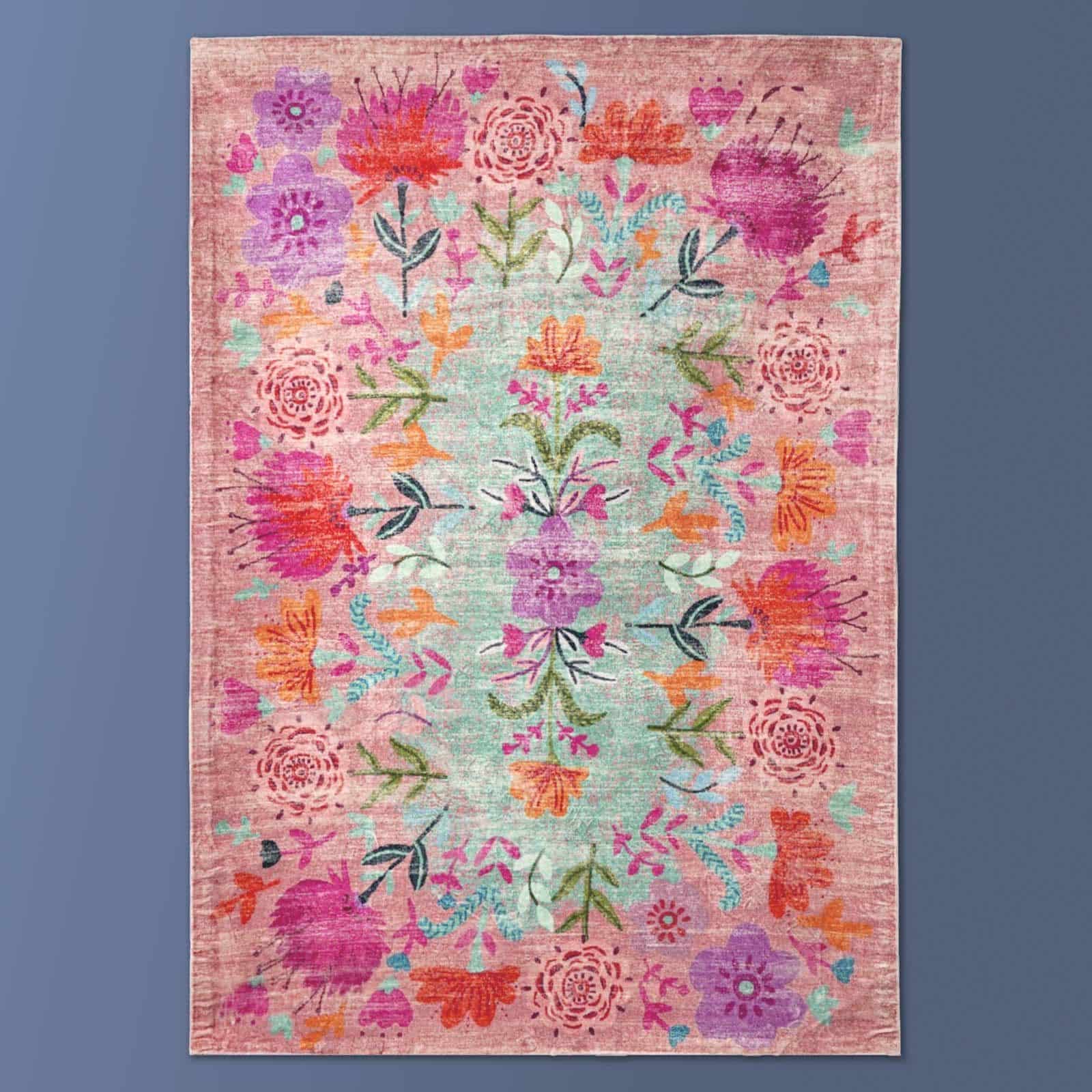 Rug Fiore with floral motif, multicoloured