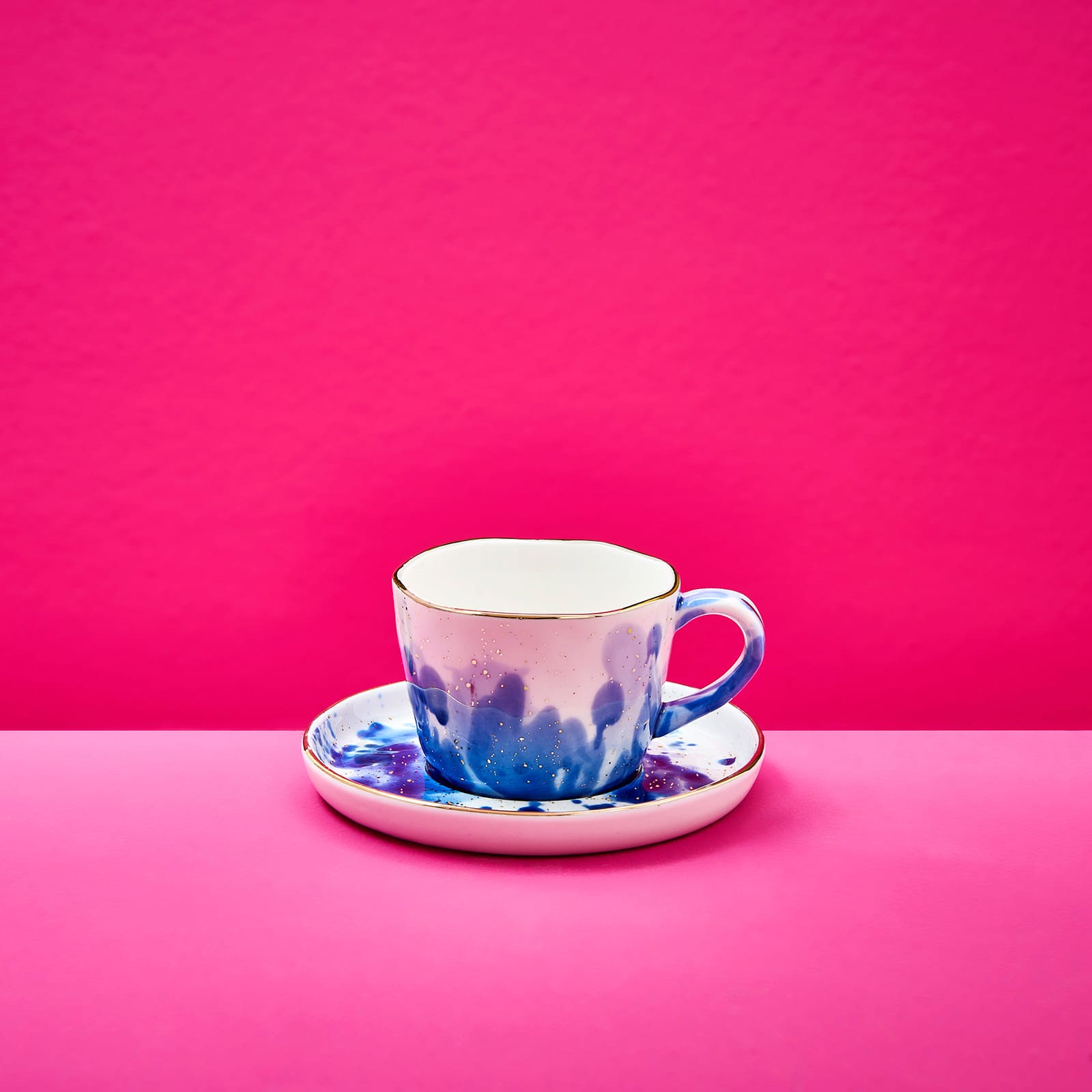 Set of 6 espresso cups Marine Splash, white/blue/gold, porcelain, 11x5.5 cm