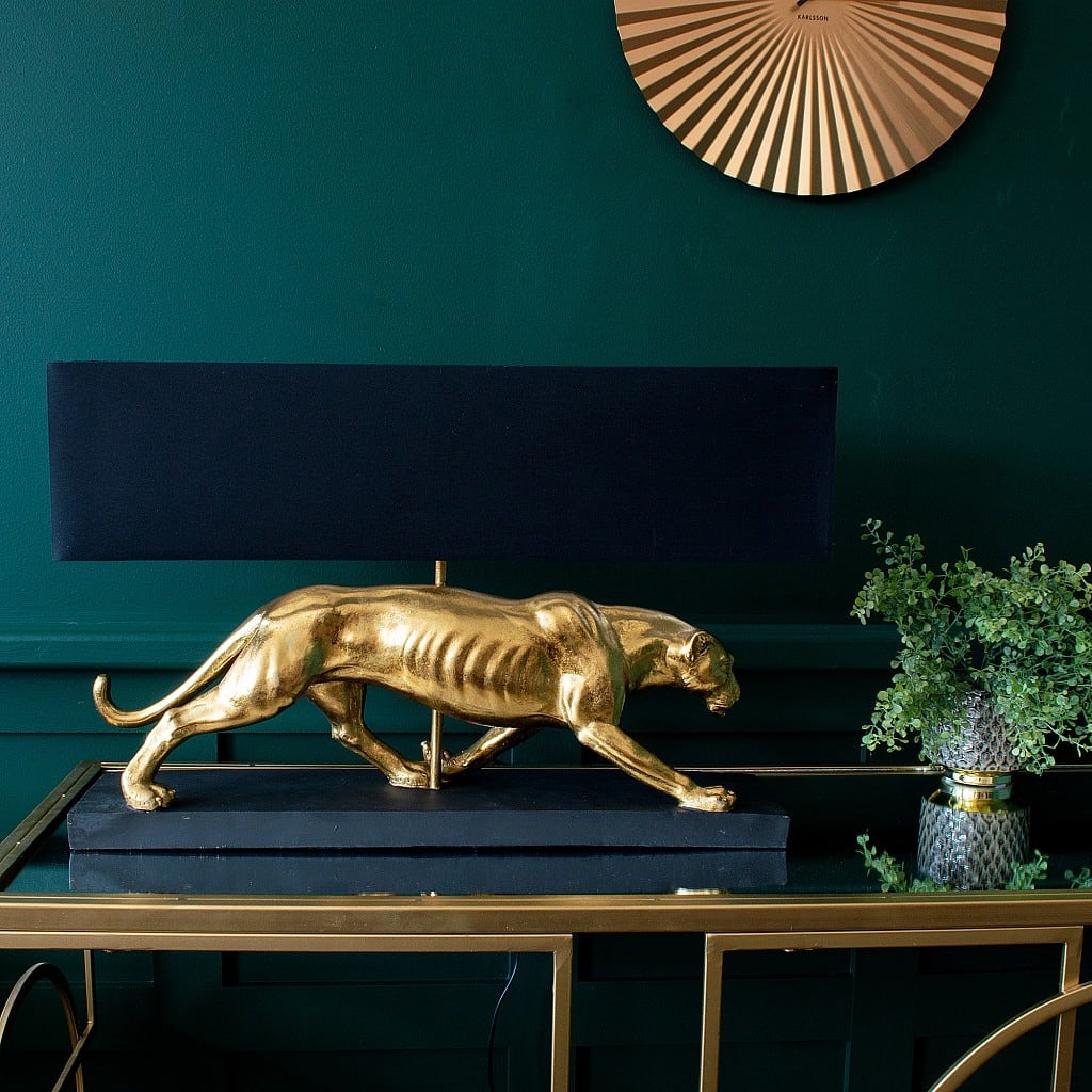 Table lamp panther Baghiro, gold/black