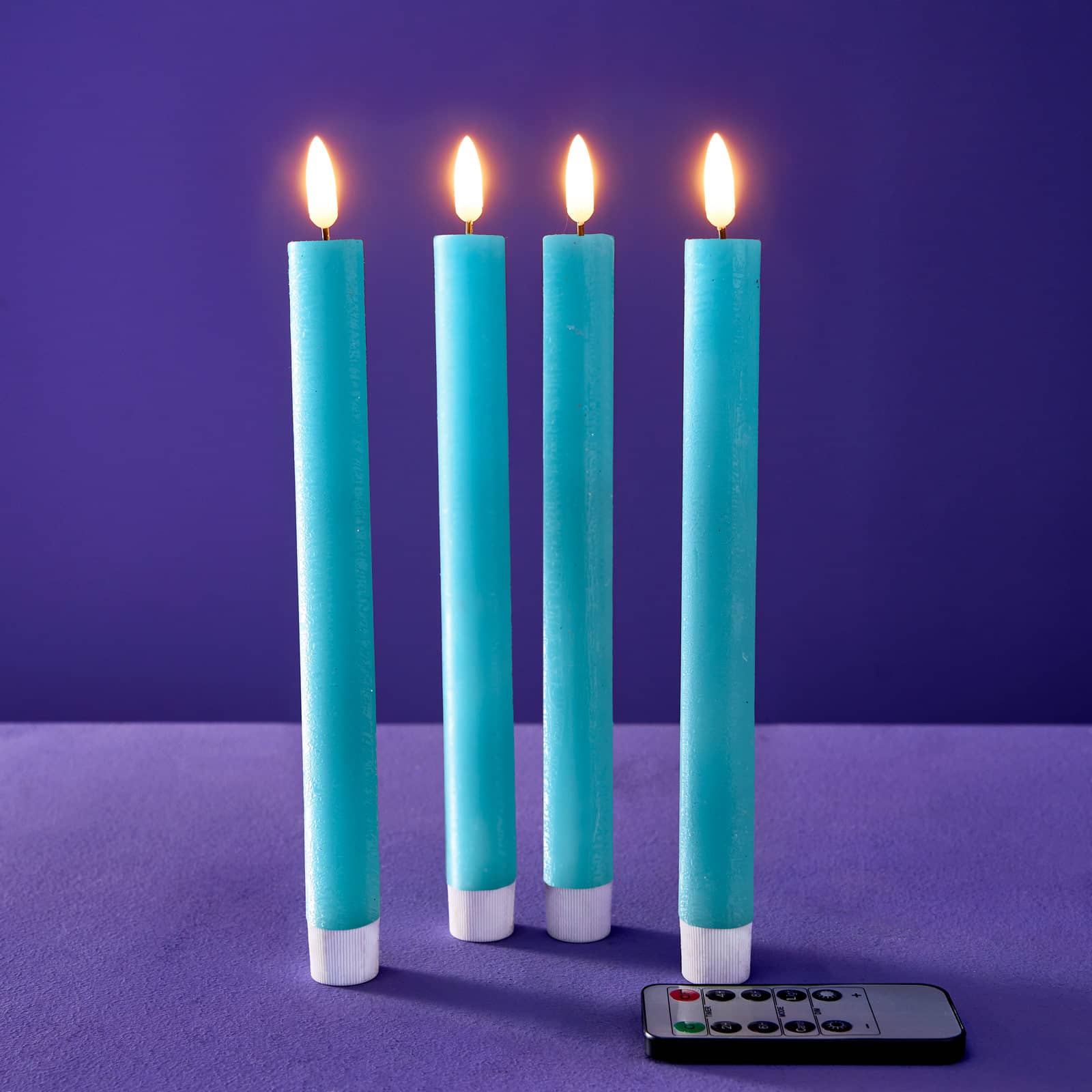 Set of 4 LED stick candles, blue