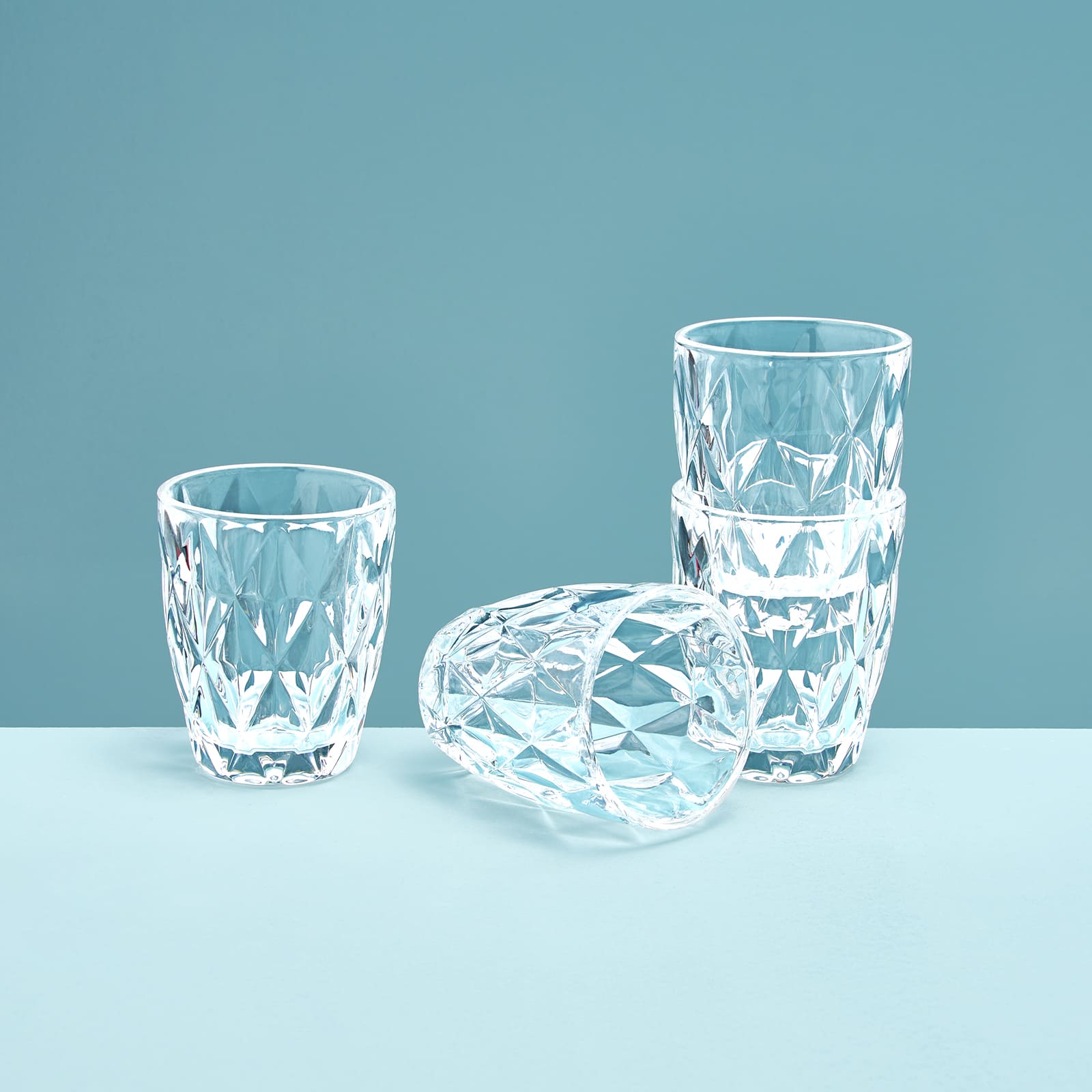 Set van 4 waterglazen Basic, helder, glas, 8 x 10 cm inhoud 0,2 l