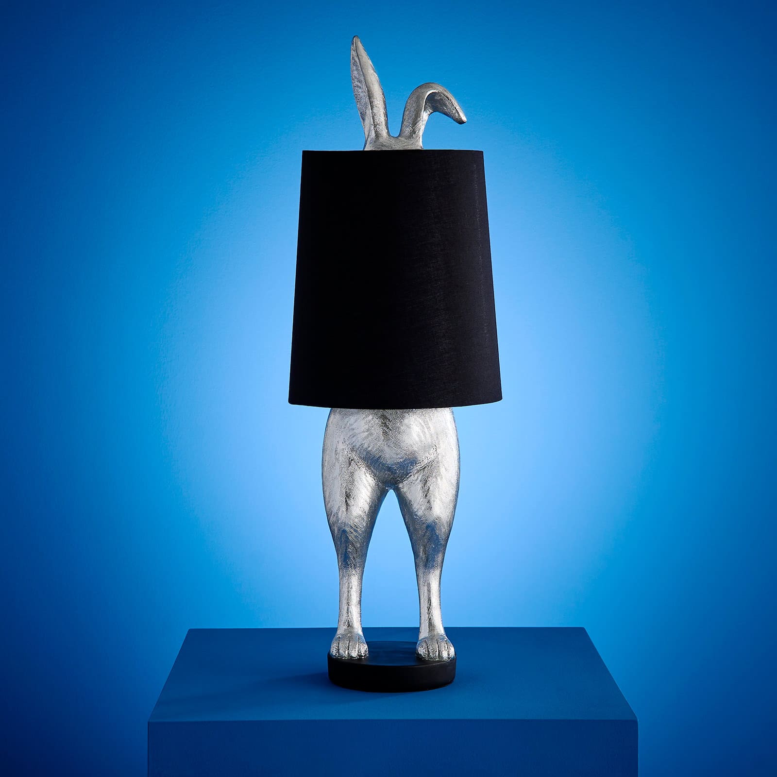 Table lamp rabbit Hiding Bunny®, silver/black