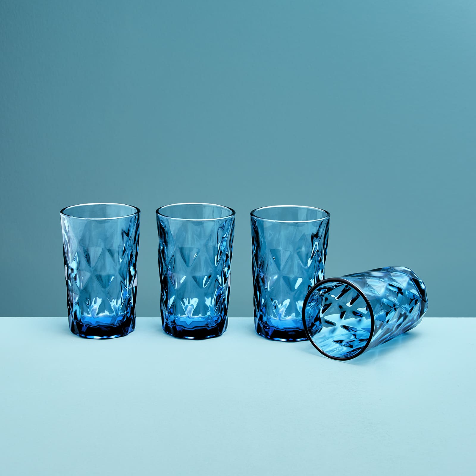 4er-Set Longdrinkglas, blau, Glas, 8x13 cm