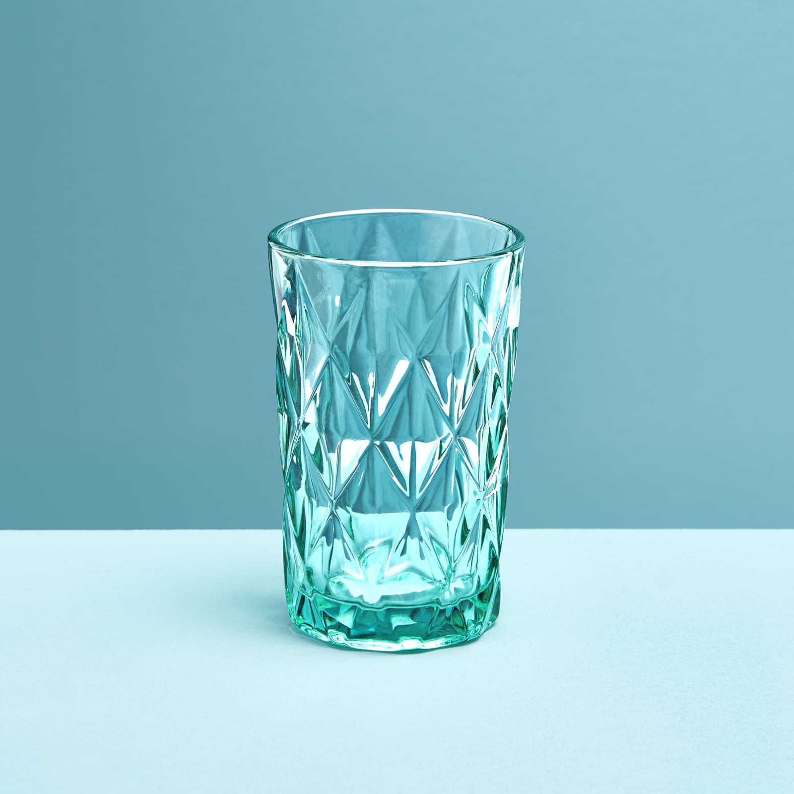 Set de 4 verre long drink, turquoise, verre, 8x13 cm