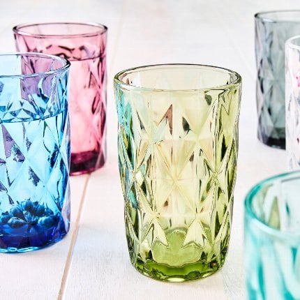 4er Set Longdrinkglas, grün, Glas, 8x13 cm