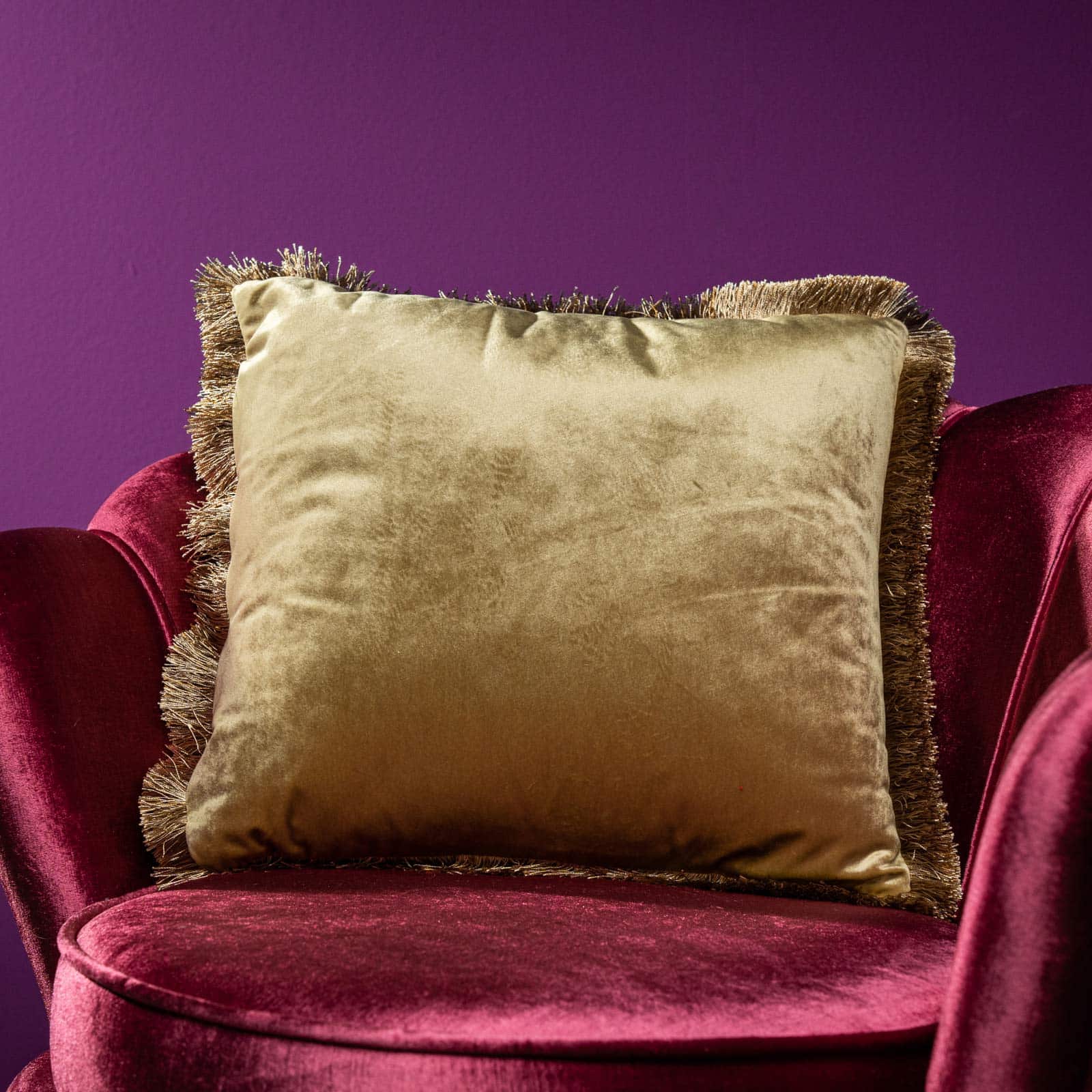 Velvet Cushion, gold, polyester, 45x45cm