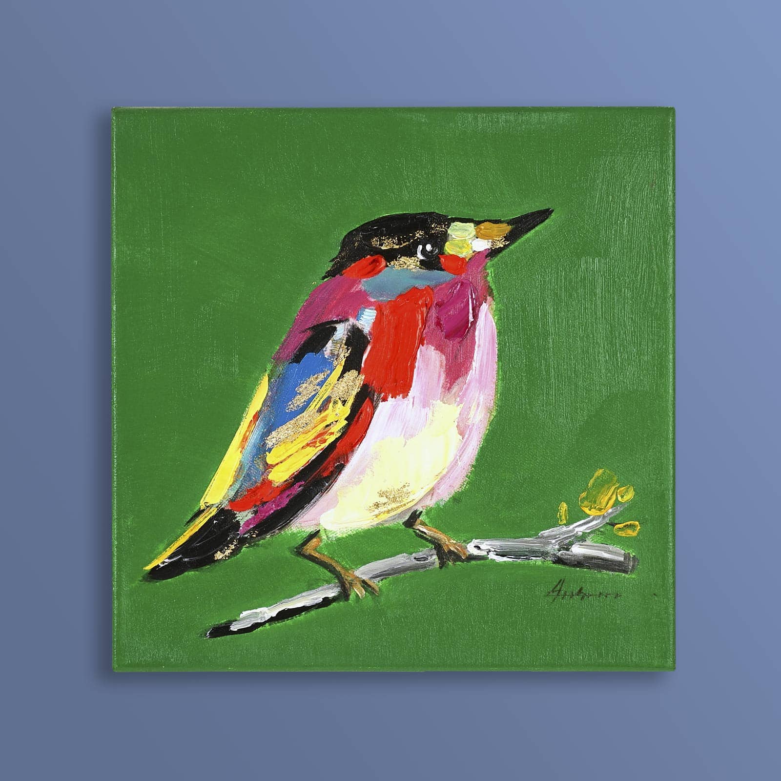 Schilderij Birdy, groen 