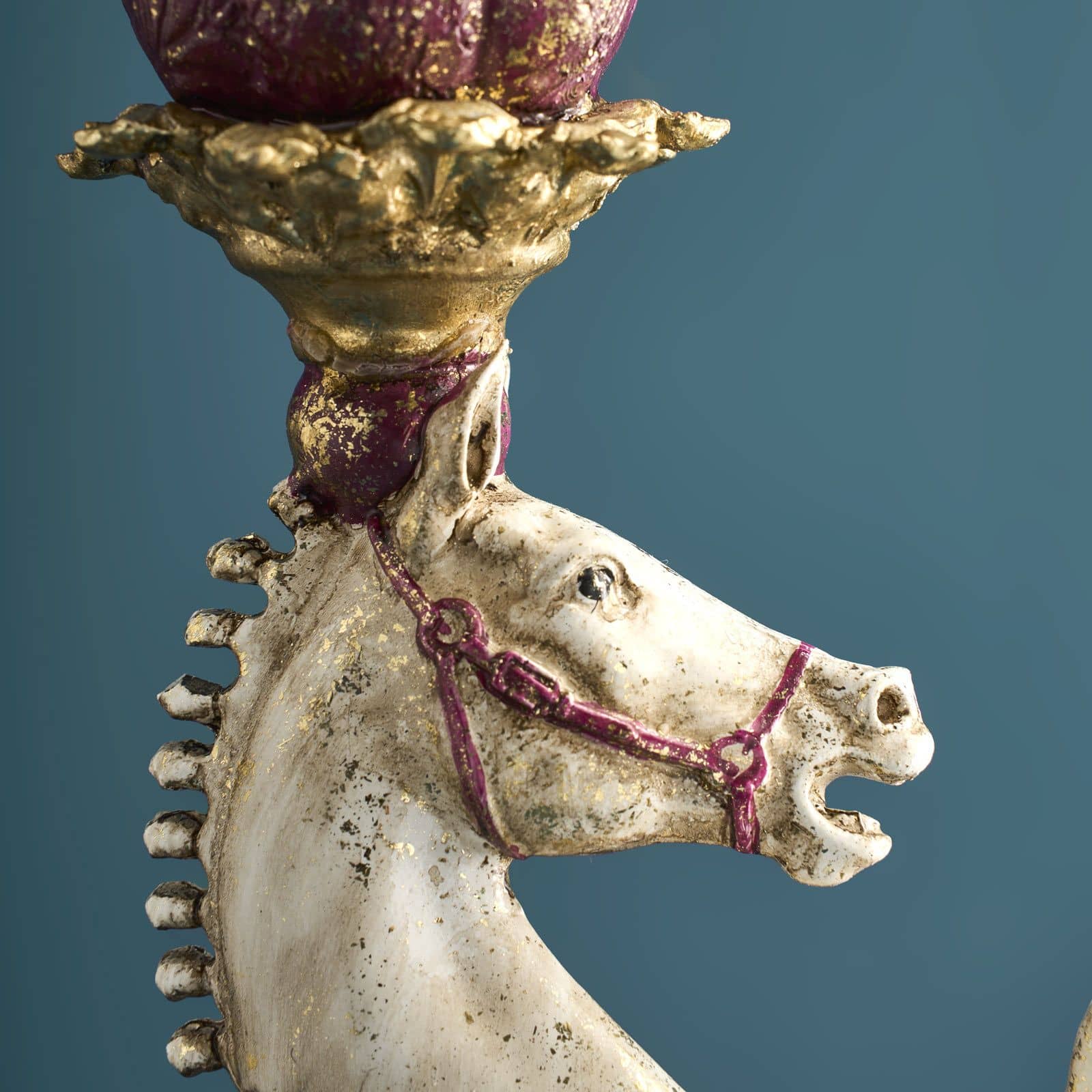 Circus Horse Candle Holder, white-red-gold