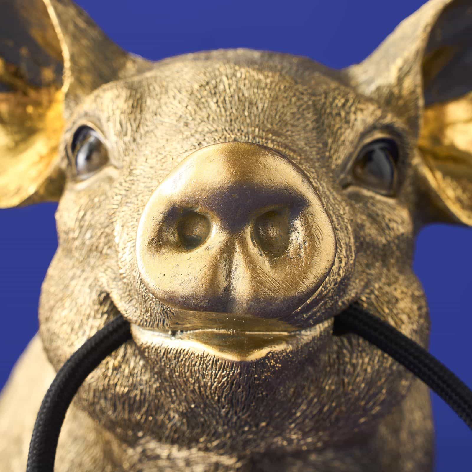 Tischleuchte Schweinchen Piggy, gold