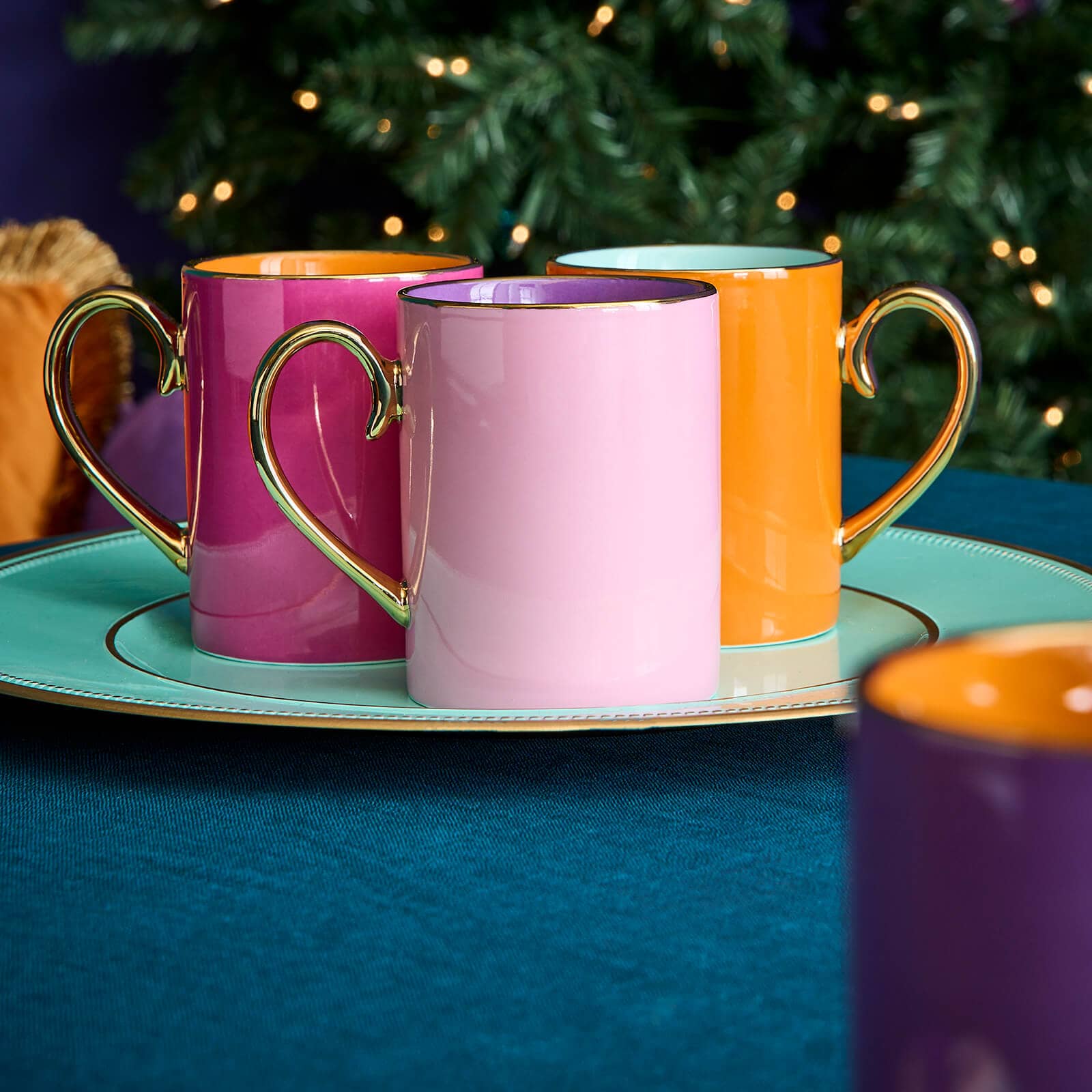 Set of 4 Fancy Colors mugs, porcelain, 10x8 cm, not dishwasher and