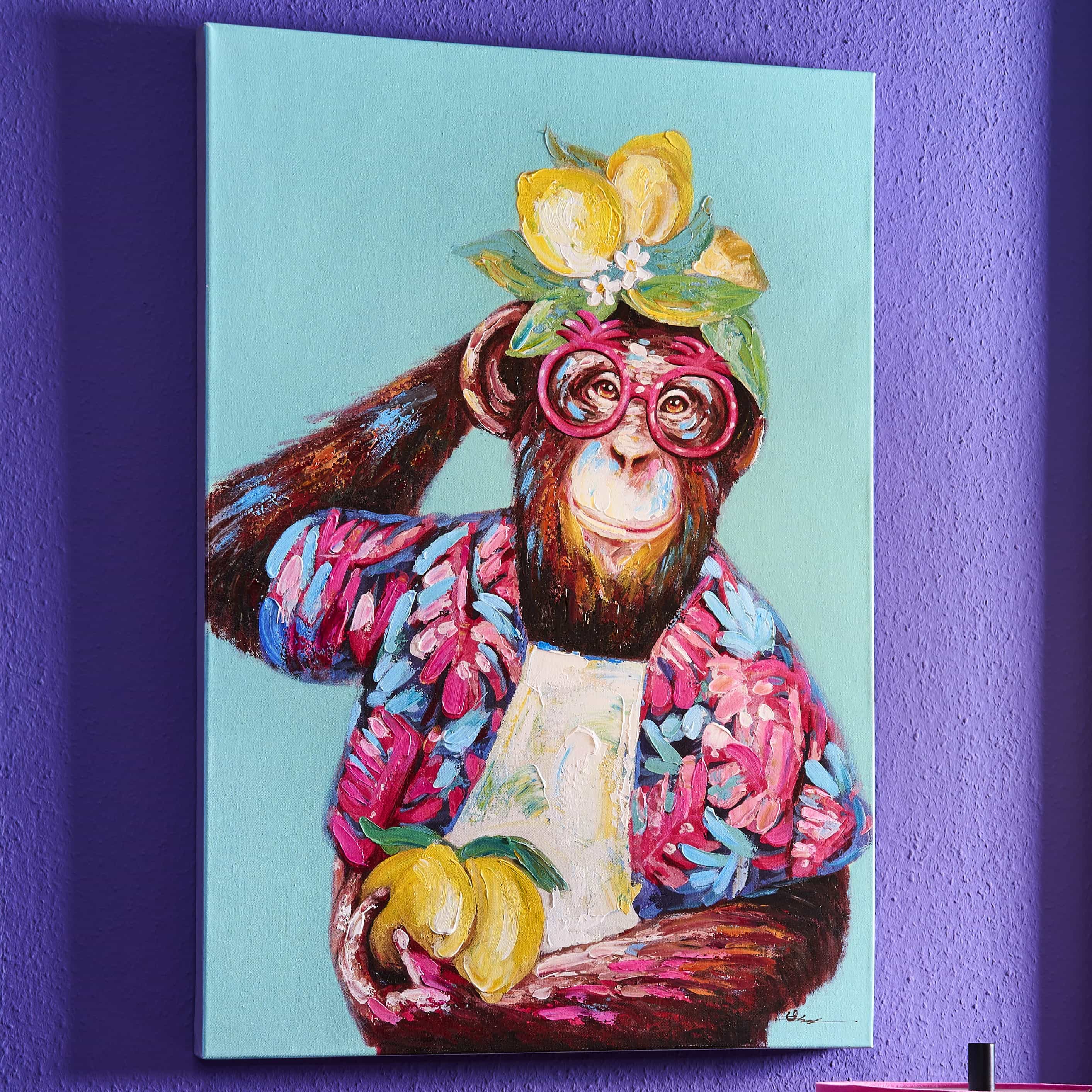 Painting monkey Fruity Freddy, colorful, hand-painted