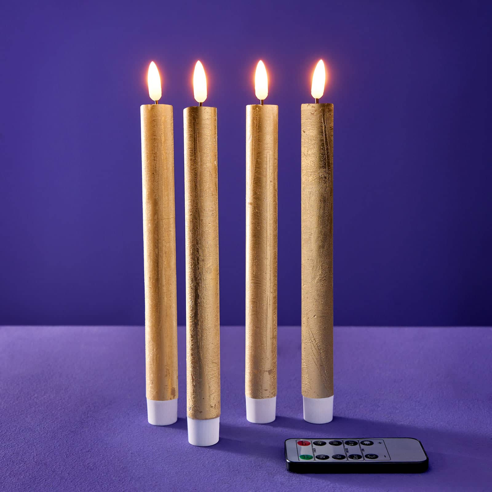 Set of 4 LED candles, gold