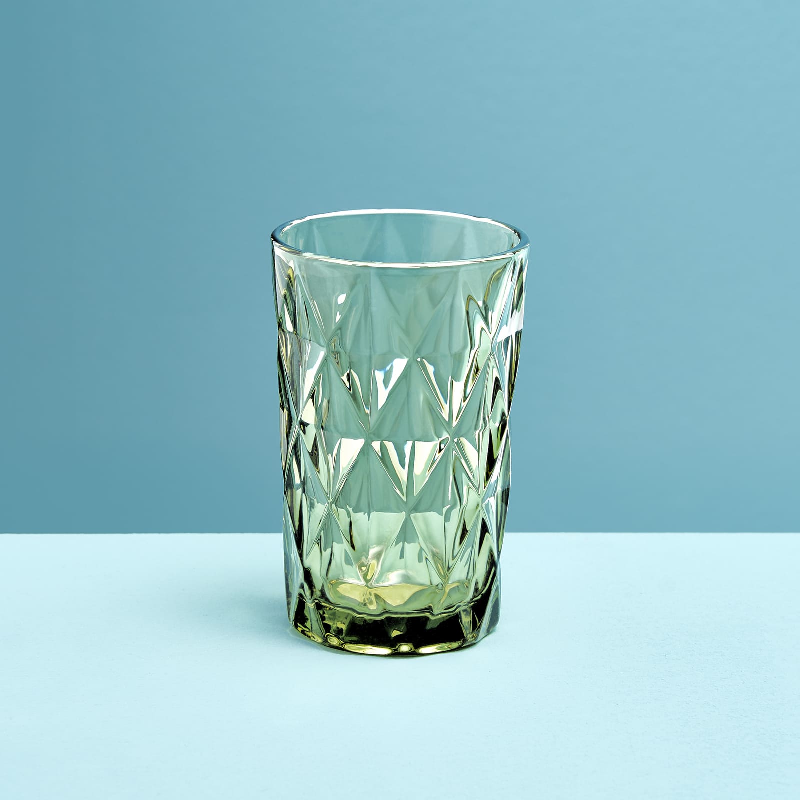 Set of 4 long drink glass, green, glass, 8x13 cm